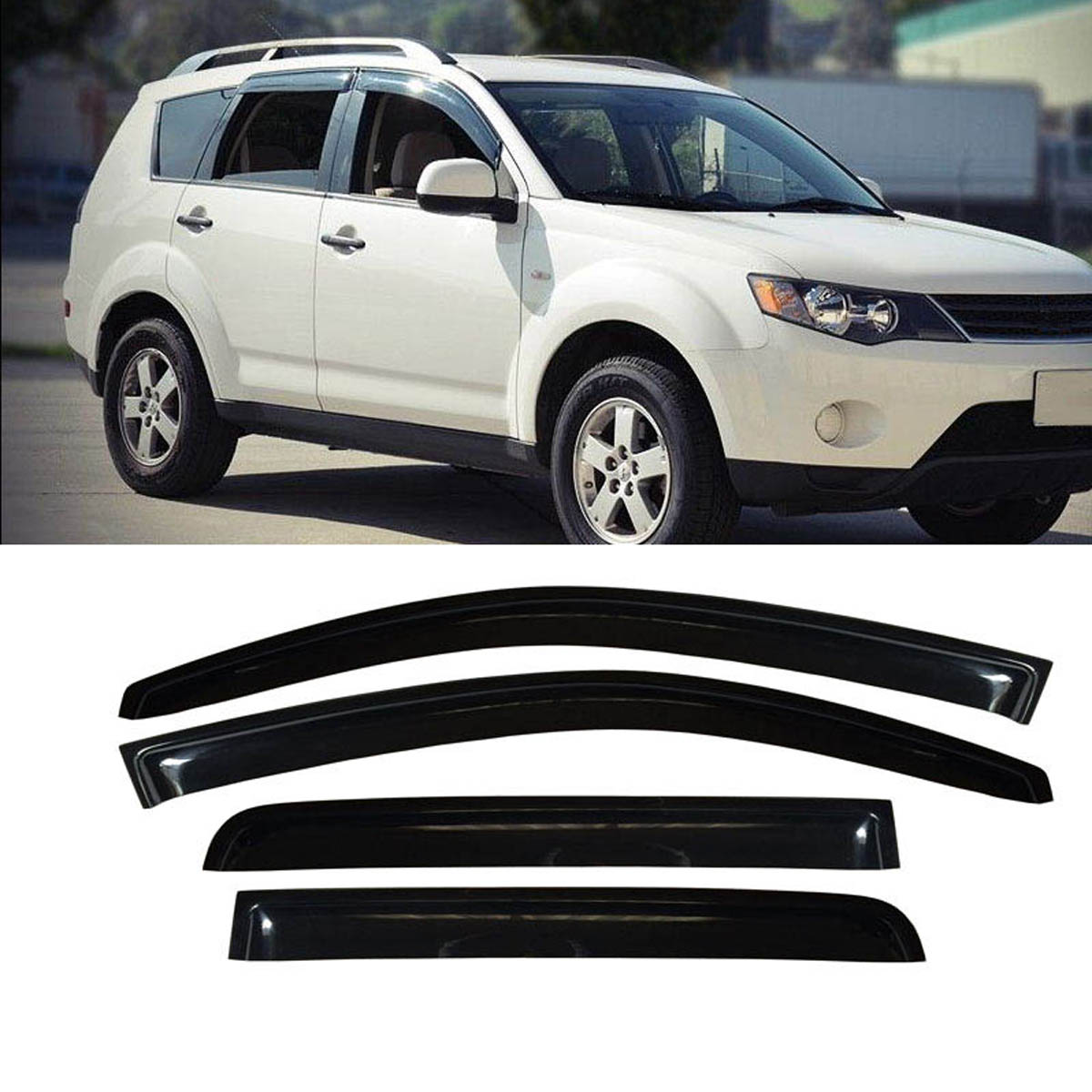 4pcs Smoke Window Visor for Mitsubishi Outlander Vent Rain Sun Deflectors Guard