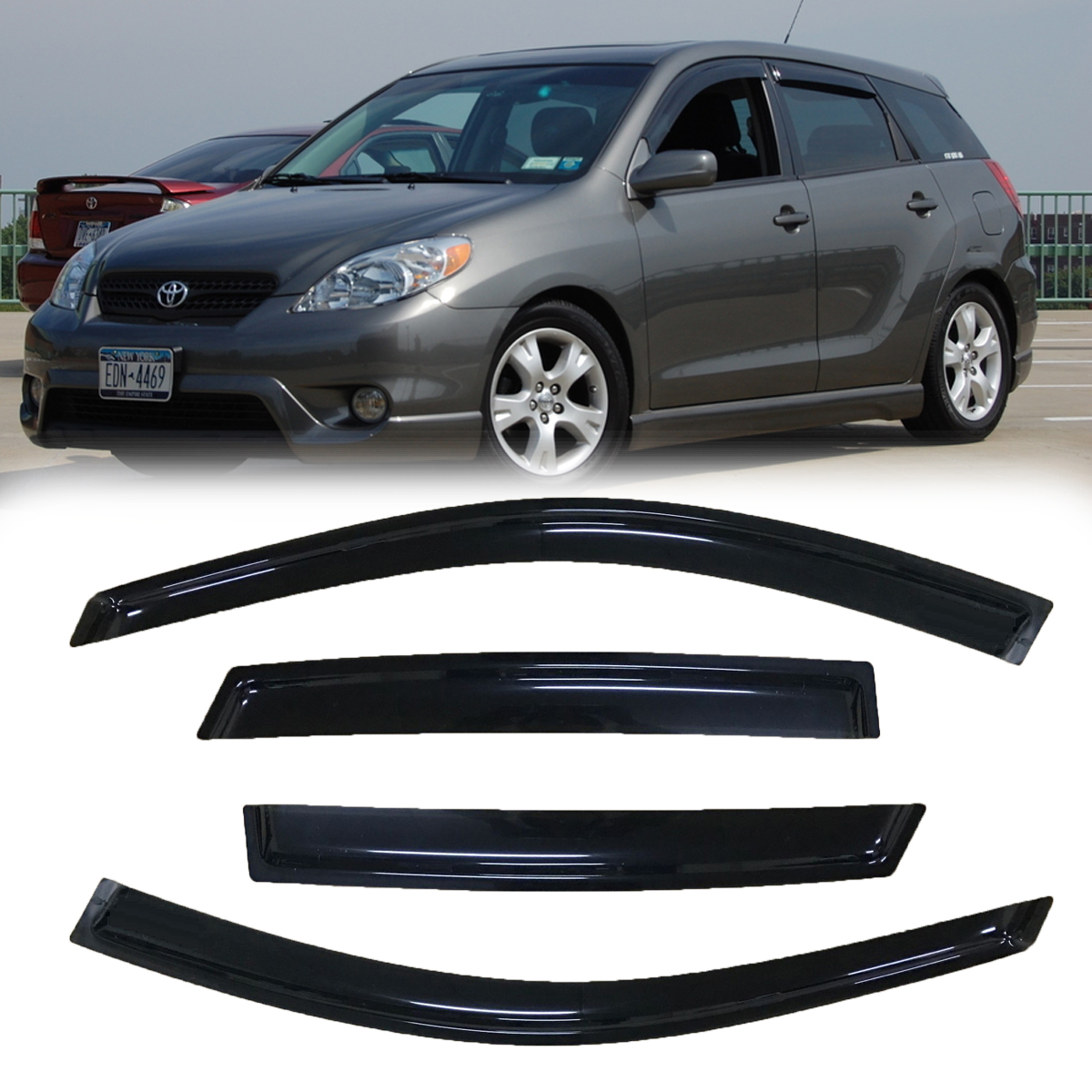 SUN//RAIN GUARD SMOKE VENT SHADE DEFLECTOR WINDOW VISORS FOR 03-08 TOYOTA MATRIX