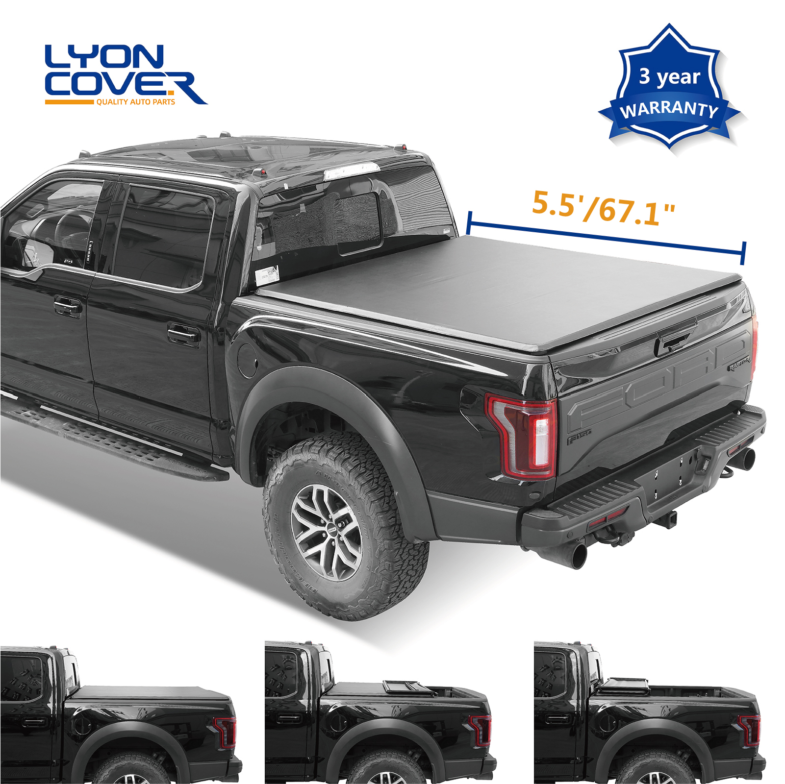 55671 Soft Tri Fold Truck Bed For 2015 2019 Ford F 150