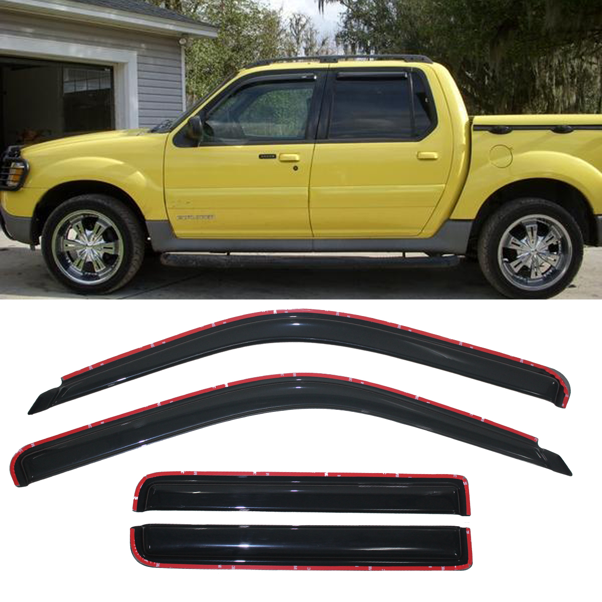 4pcs In-Channel Sun//Rain Guard Vent Shade Window Visor Fit 91-01 Explorer 4-Door