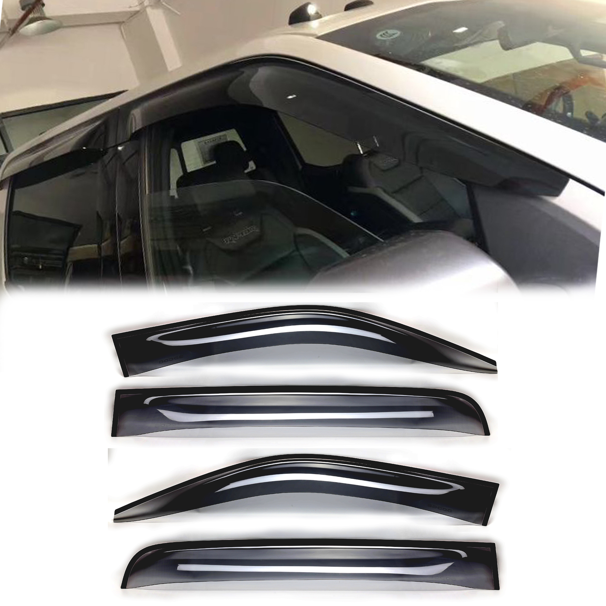 Window Visor Wide Rain Guard Vent Shade For Ram 1500 2019 2020 Crew Cab Pickup | eBay 2020 Ram 1500 Crew Cab Rain Guards