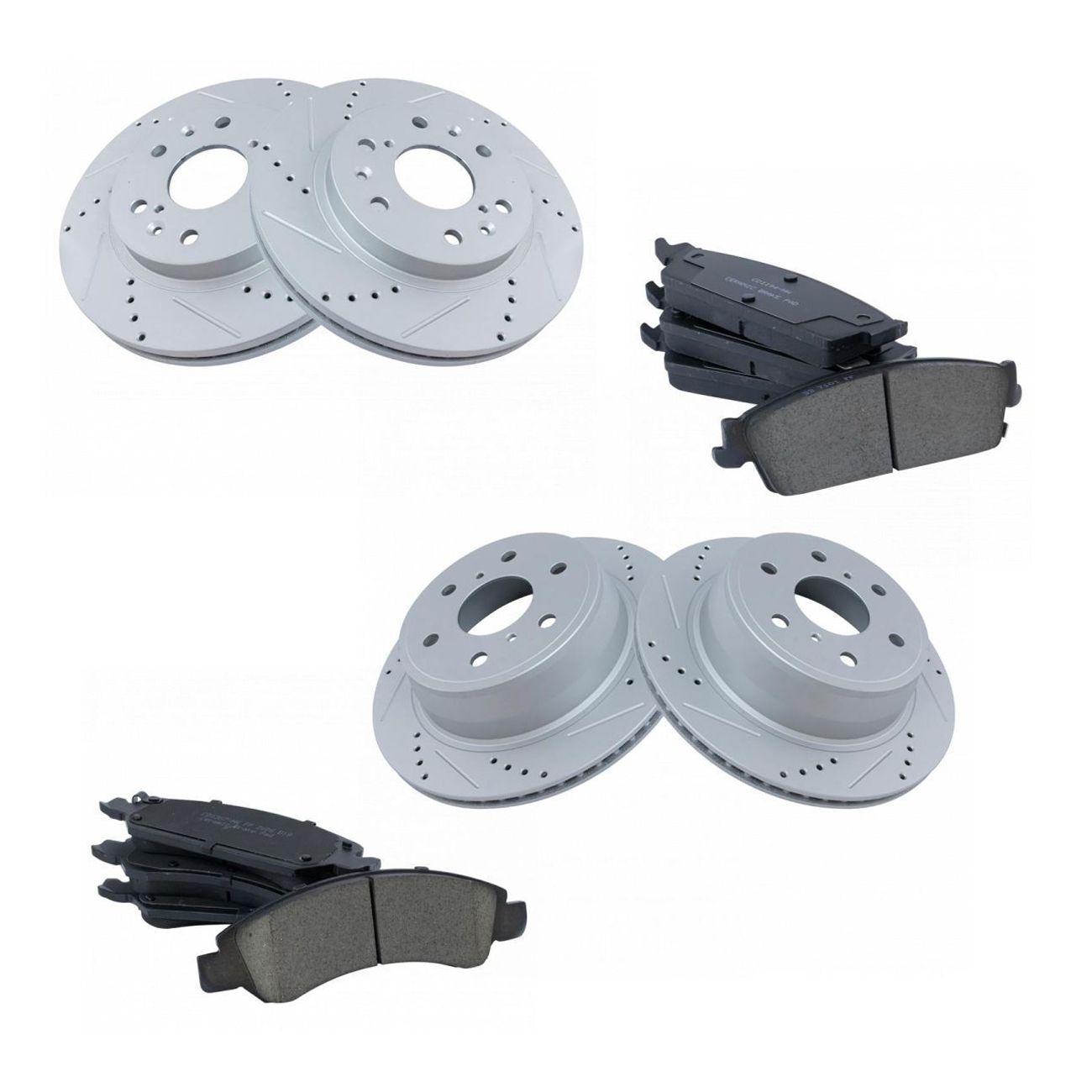 Front & Rear Performance Drilled Slotted Rotor & Ceramic Brake Pad Kit_voghion.com