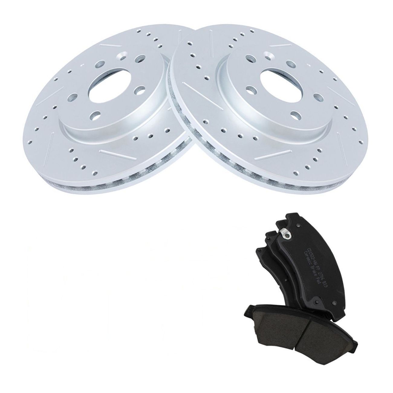Front Ceramic Brake Pad & CrossDrilled Rotor W/Chemicals_voghion.com