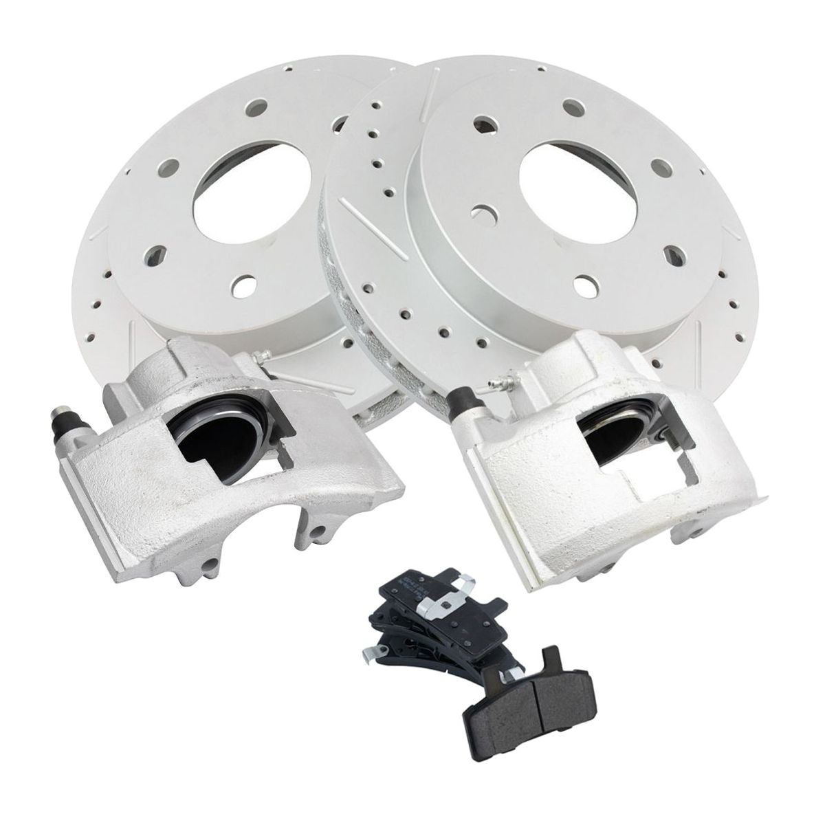 Front Metallic Pads Performance Rotors & Caliper Kit For GM Truck_voghion.com