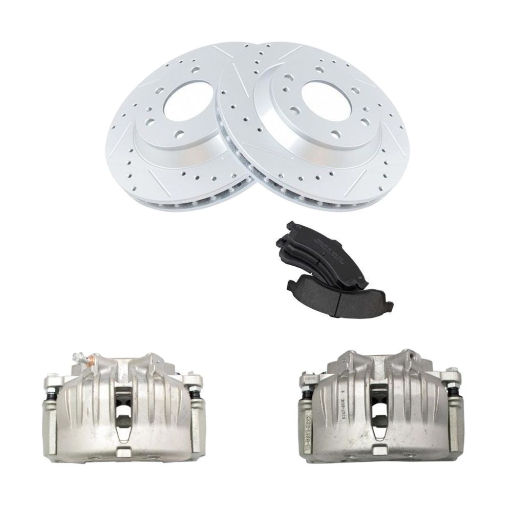 Front Metallic Pads Performance Rotors & Caliper Kit For GM Truck SUV_voghion.com