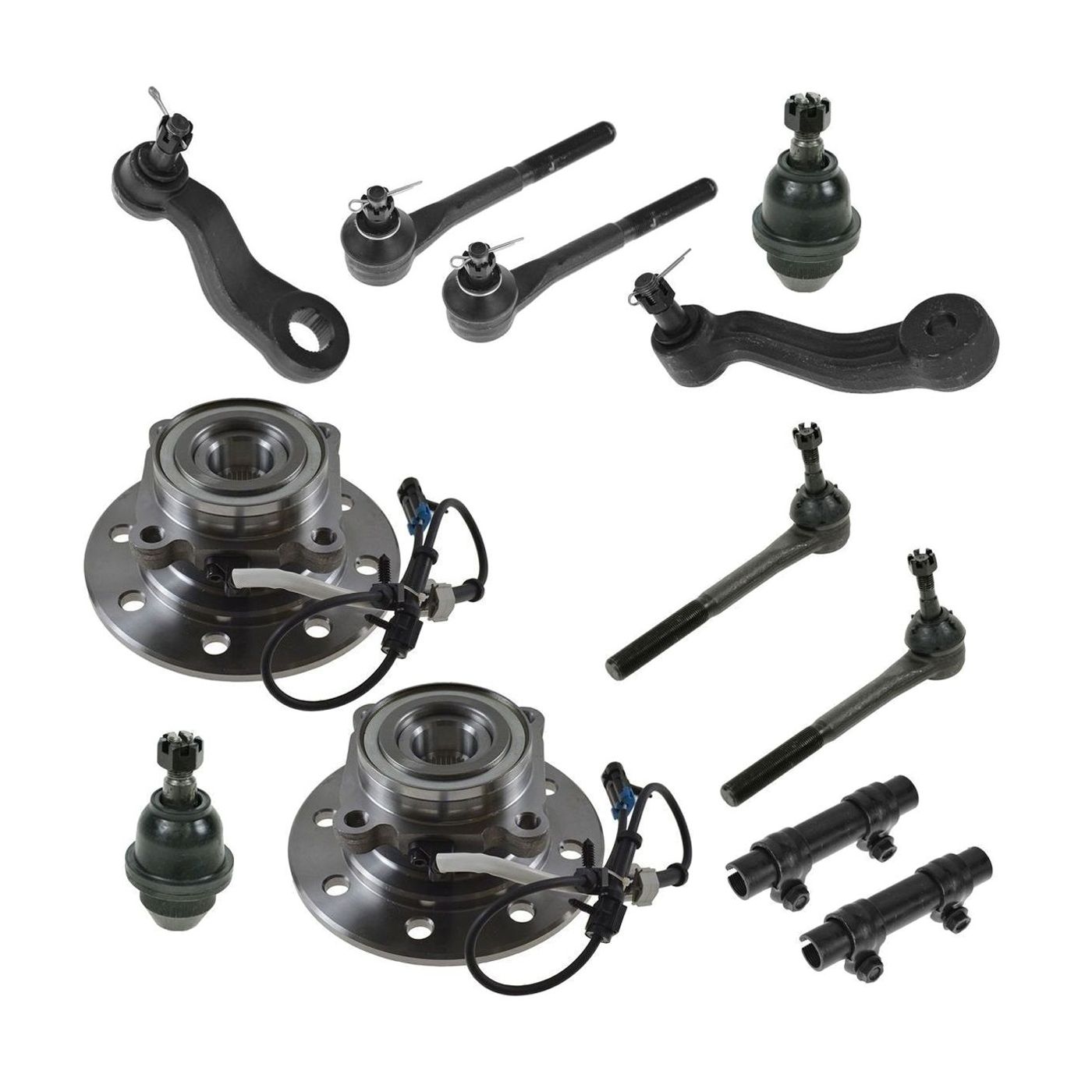 12pc Steering & Suspension Kit Ball Joints Tie Rods Wheel Hubs Pitman Arm_voghion.com