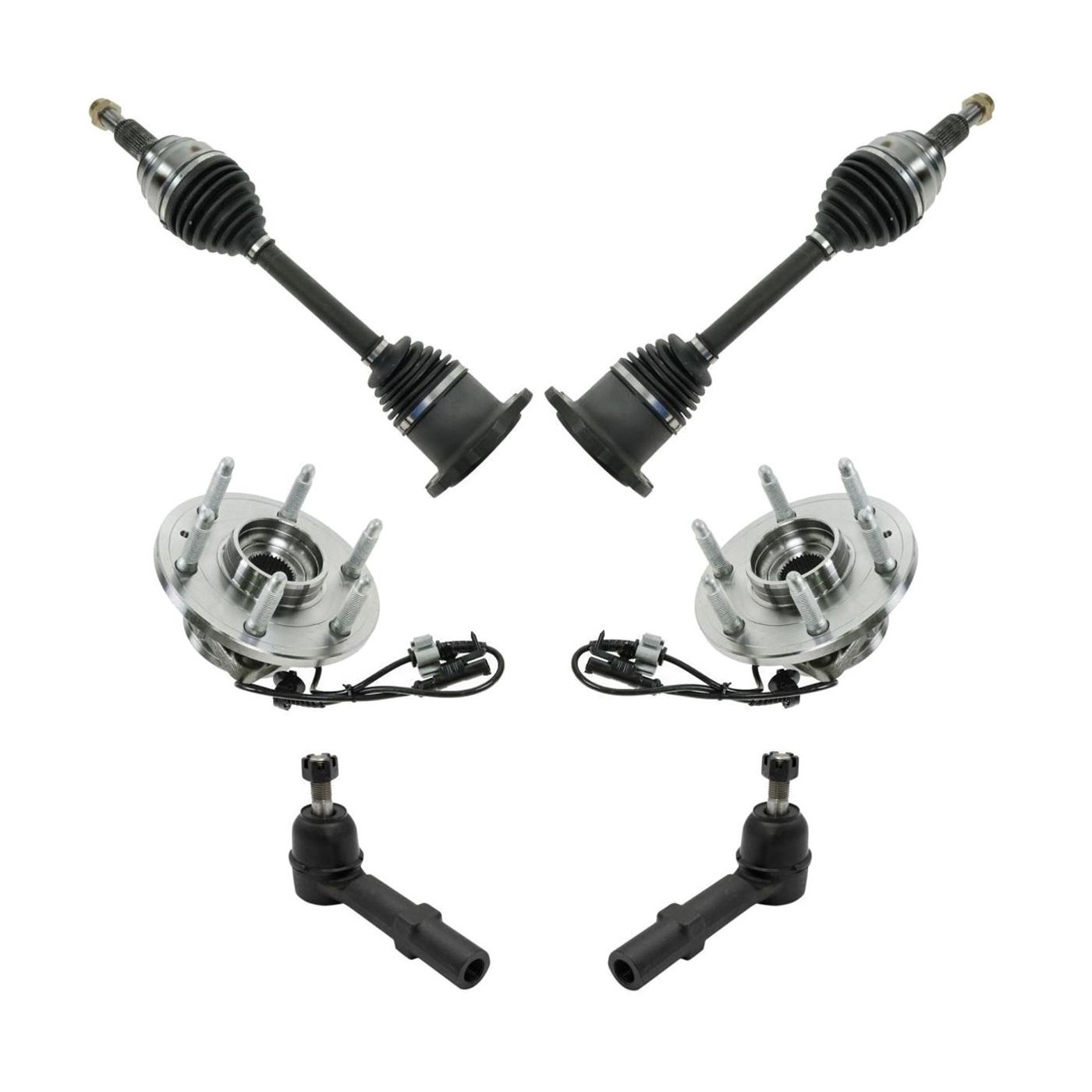 6pc Steering & Suspension Kit Axles Wheel Hub & Bearings Outer Tie Rods_voghion.com