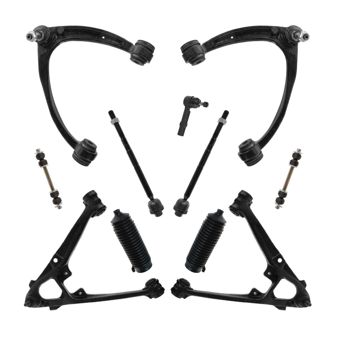 Piece Steering Suspension Kit Control Arms Tie Rods Sway Bar Links_voghion.com
