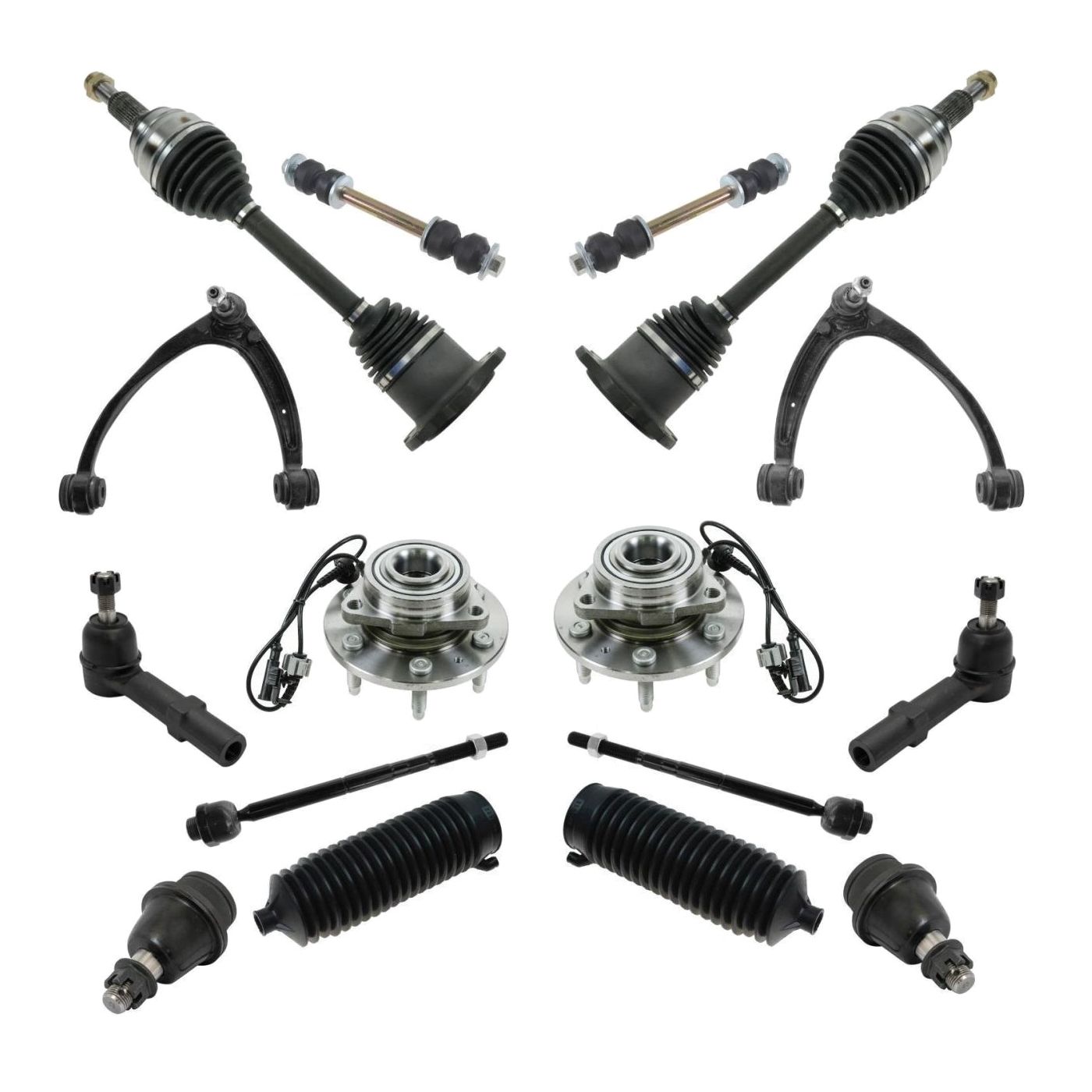 Front Control Arm Tie Rod Axle Hub Bearing Steering Suspension Kit 16pc_voghion.com