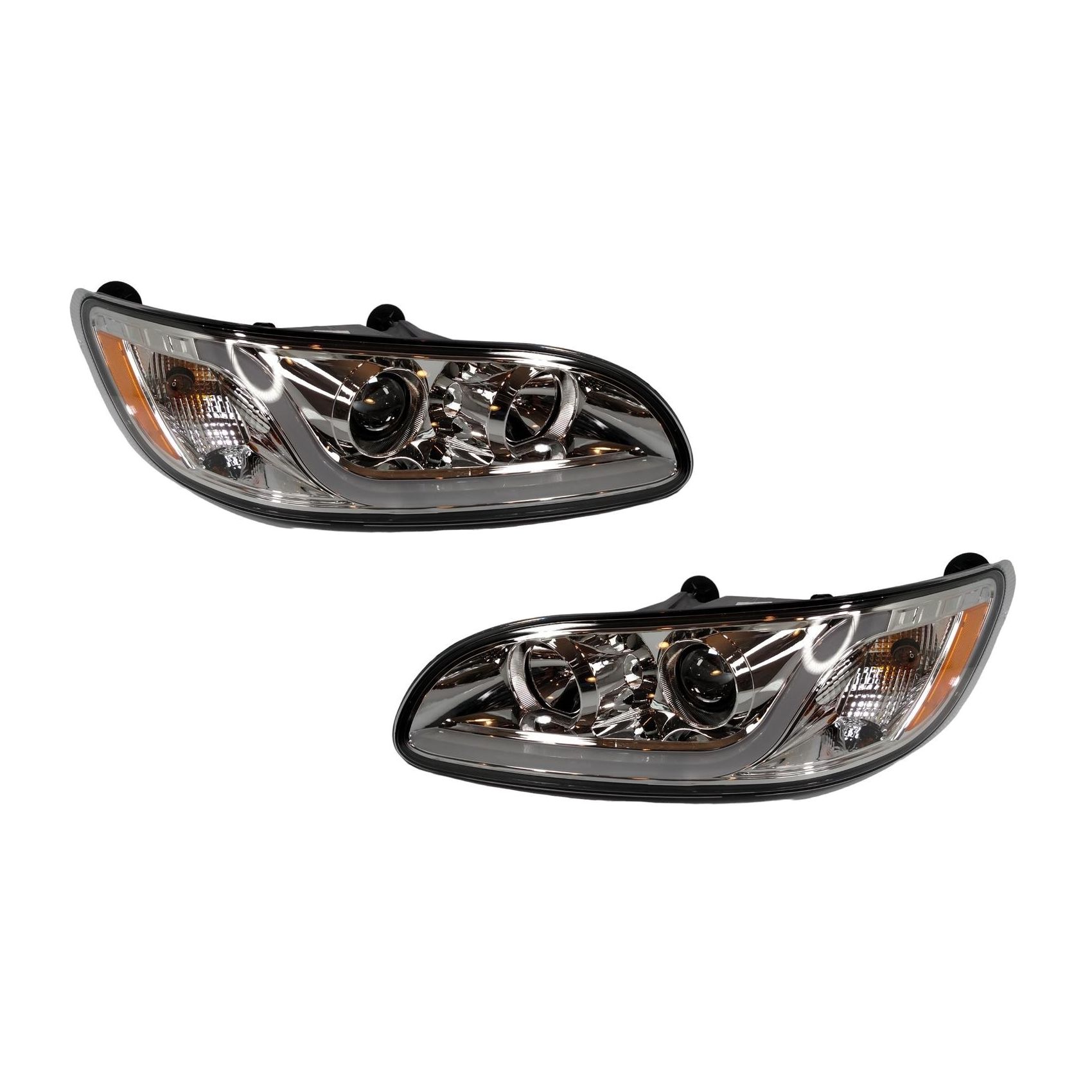Pair Chrome Projection Headlights Dual Function Led Light Bar For 330 386/387_voghion.com