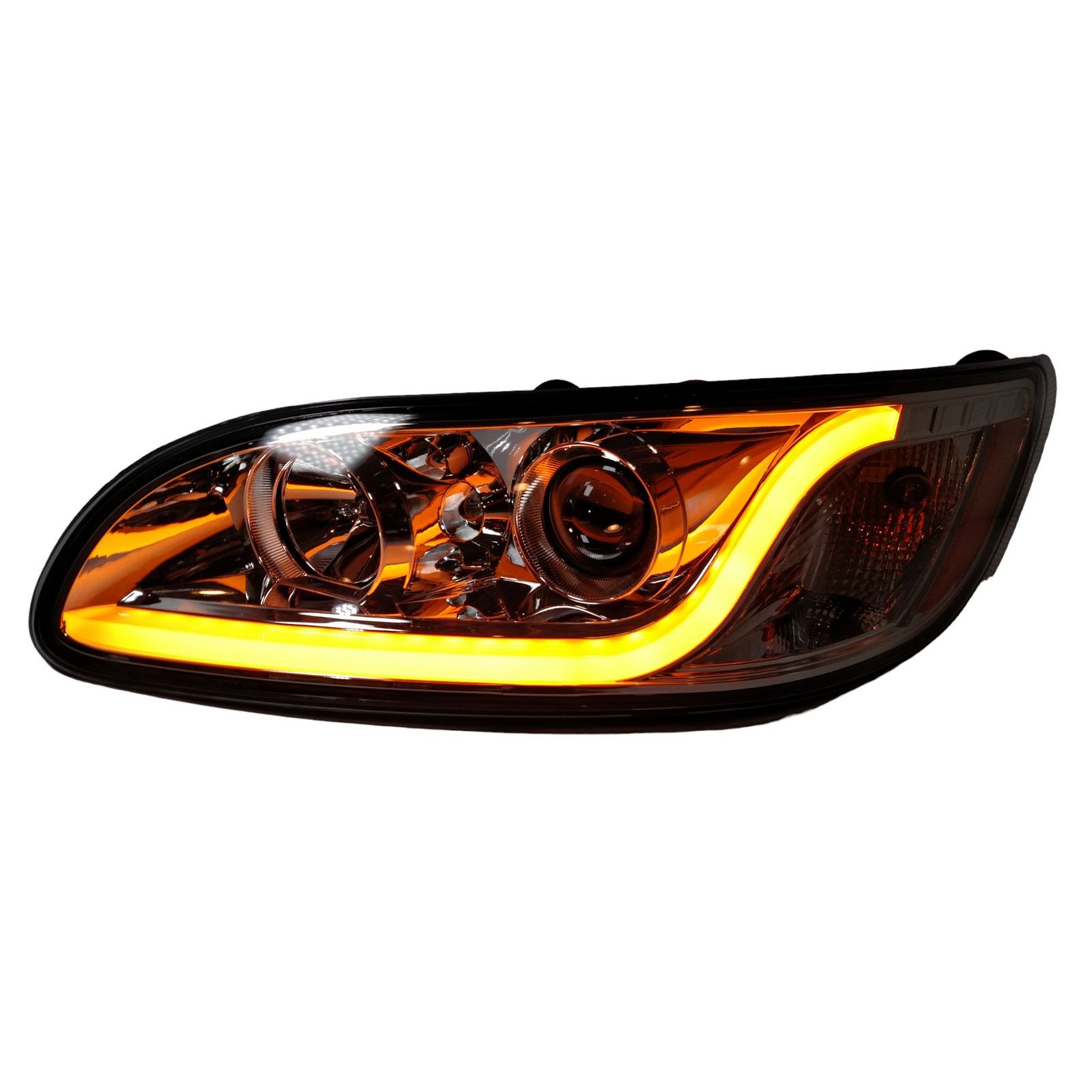 Pair Chrome Projection Headlights Dual Function Led Light Bar For 330 386/387_voghion.com