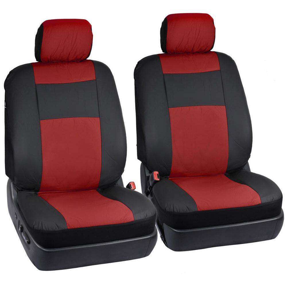 Black/ Dark Red Synth Leather Auto Seat Covers Padded Synth Material For Car SUV_voghion.com