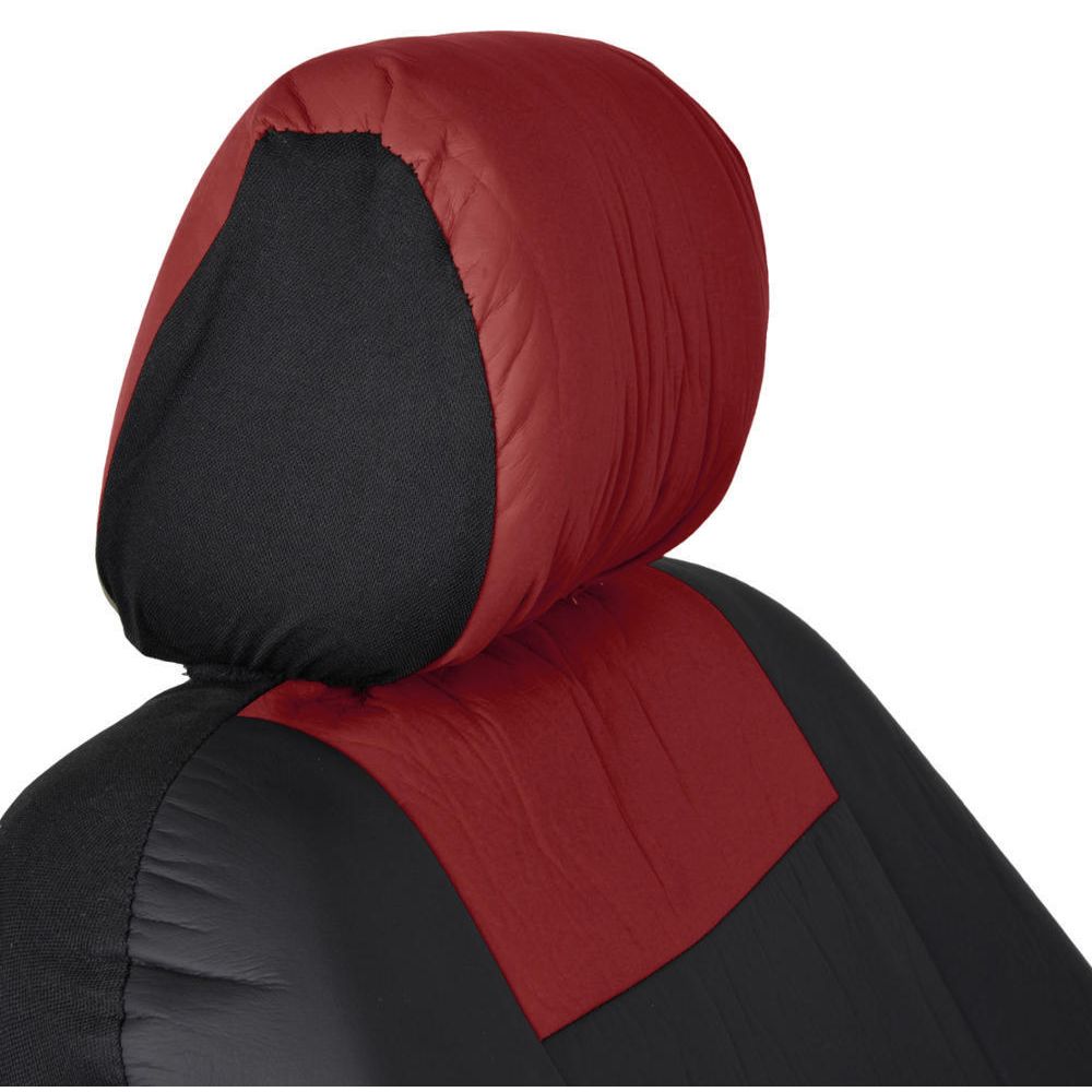 Black/ Dark Red Synth Leather Auto Seat Covers Padded Synth Material For Car SUV_voghion.com