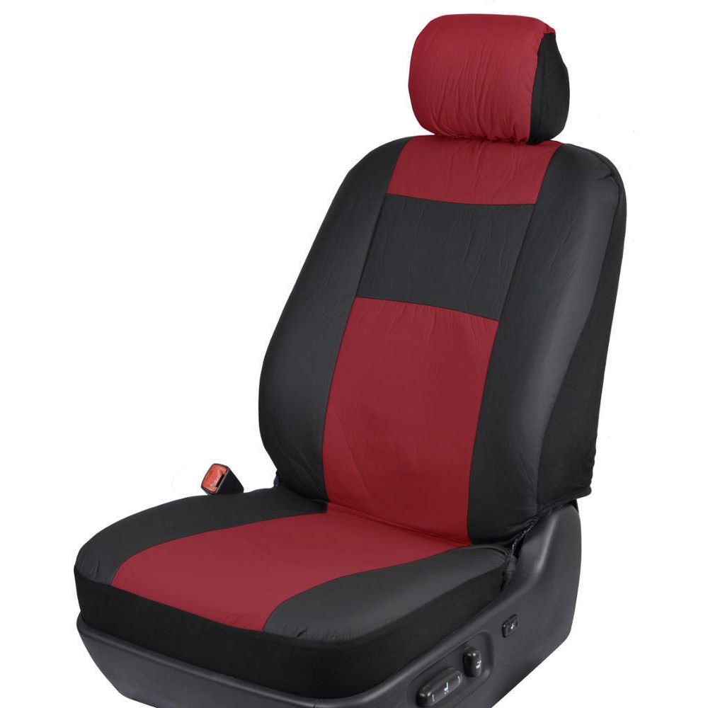 Black/ Dark Red Synth Leather Auto Seat Covers Padded Synth Material For Car SUV_voghion.com
