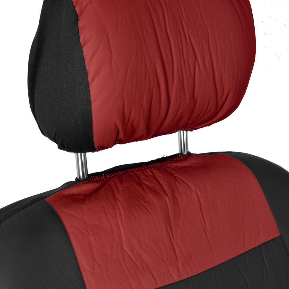 Black/ Dark Red Synth Leather Auto Seat Covers Padded Synth Material For Car SUV_voghion.com
