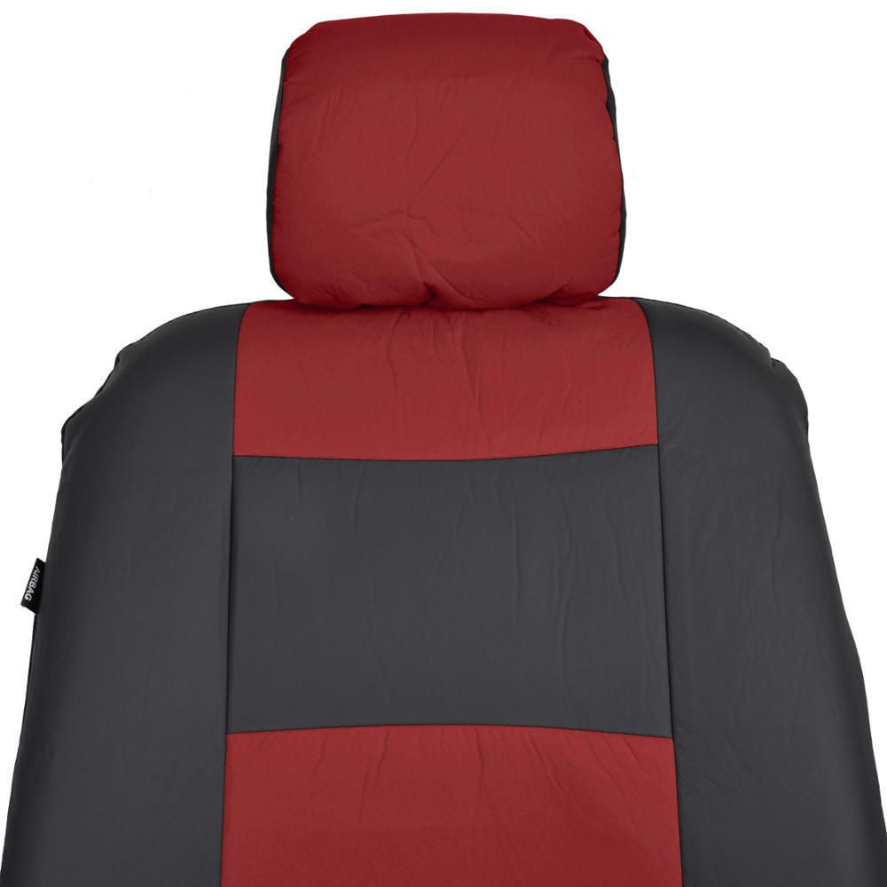 Black/ Dark Red Synth Leather Auto Seat Covers Padded Synth Material For Car SUV_voghion.com