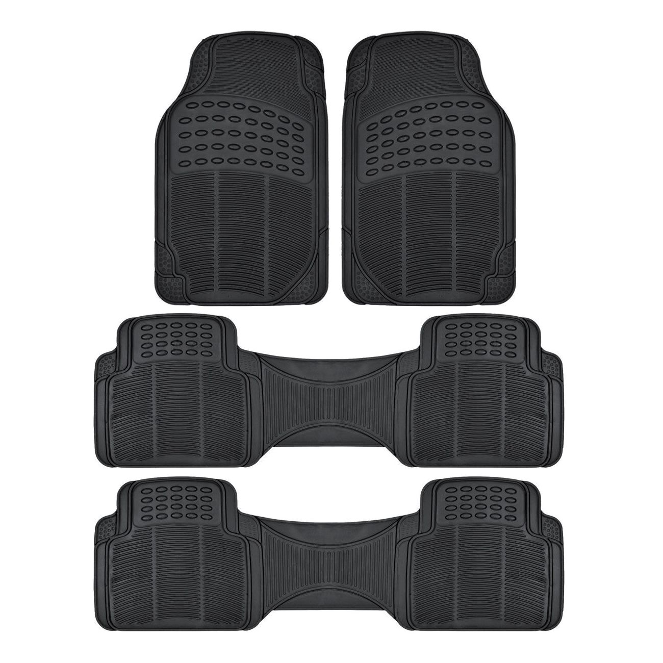 Heavy Duty Rubber Car Floor Mats 3 Row Coverage For 2012-2015 Journey AVP Black_voghion.com