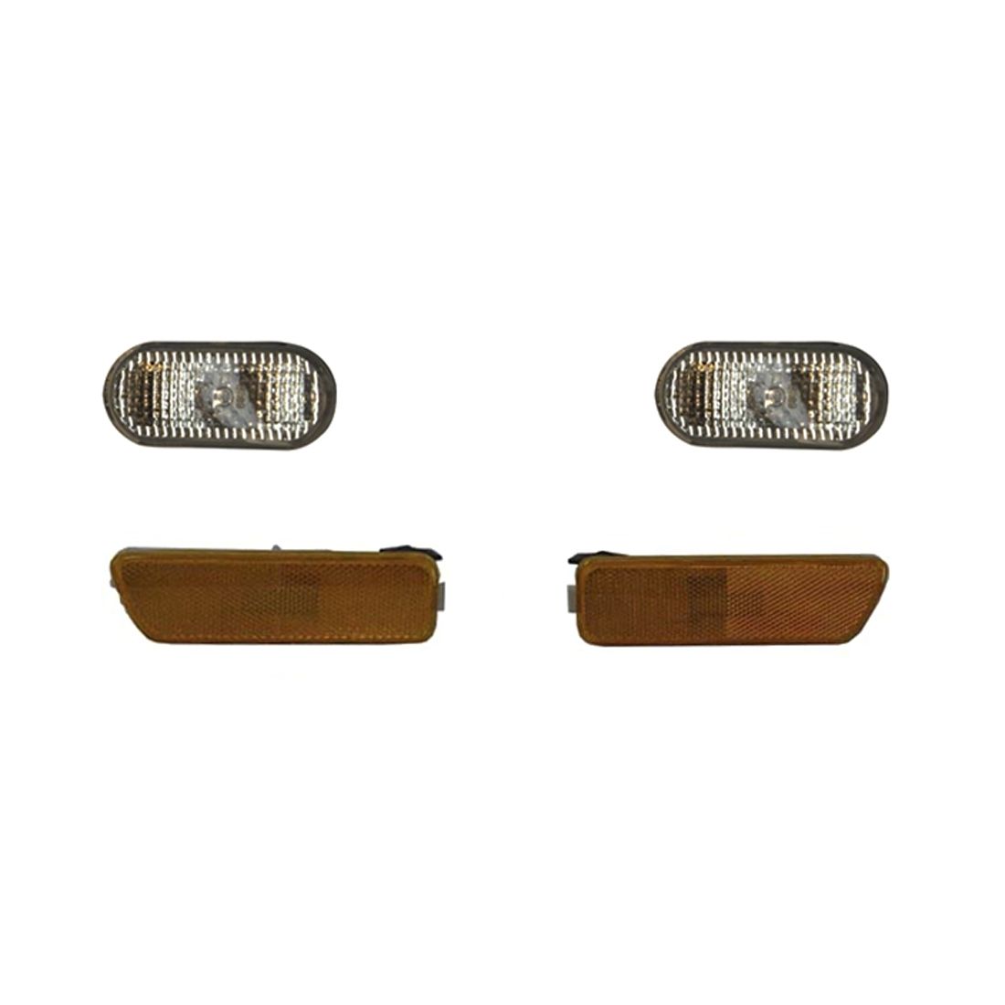 For 1999-2001 Golf Front Bumper Side Marker Light + Fender Repeater Light 4Pc_voghion.com