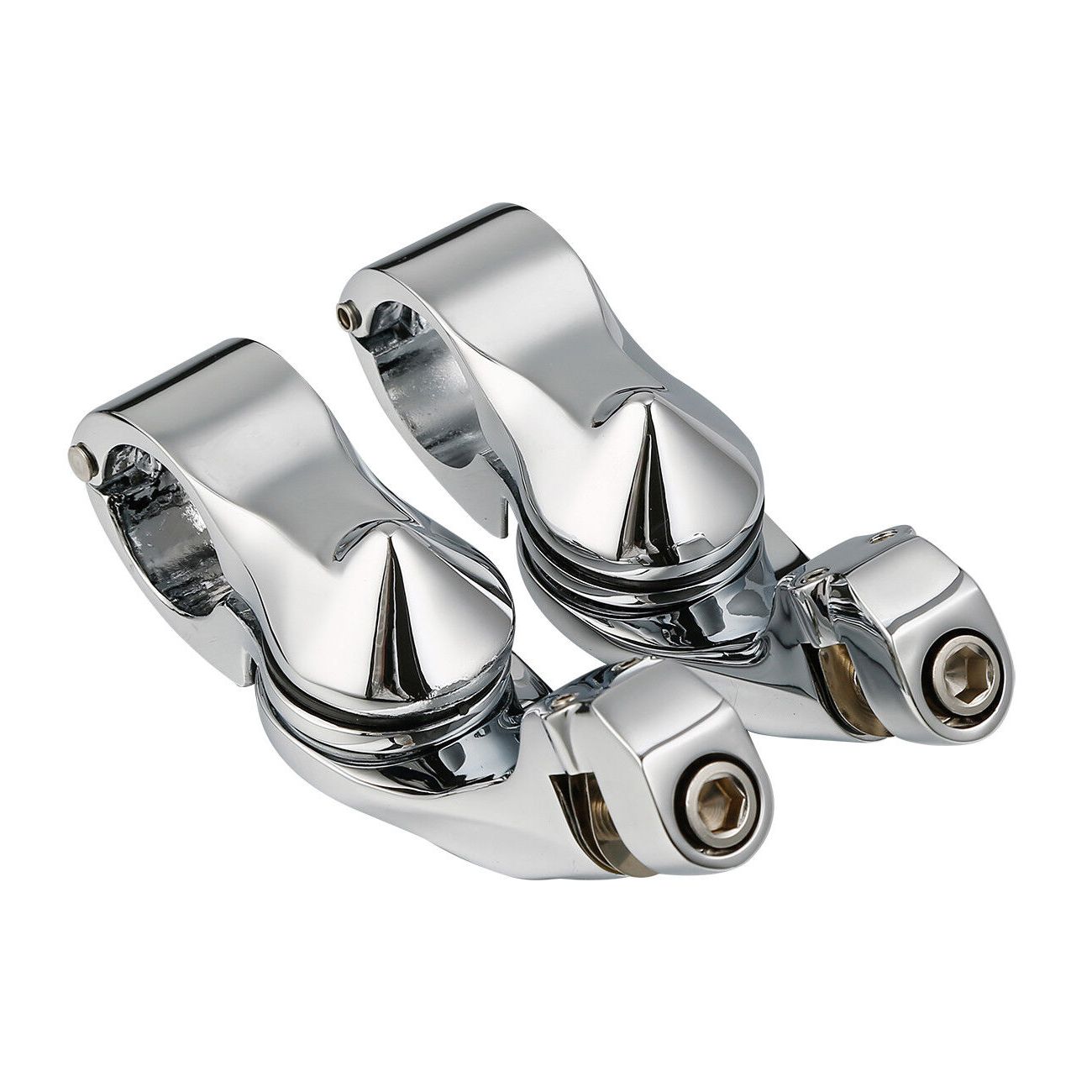 For 14-21 CVO 1 1/4" Chrome Adjustable Highway Short Angled Foot Pegs Mount Kit_voghion.com