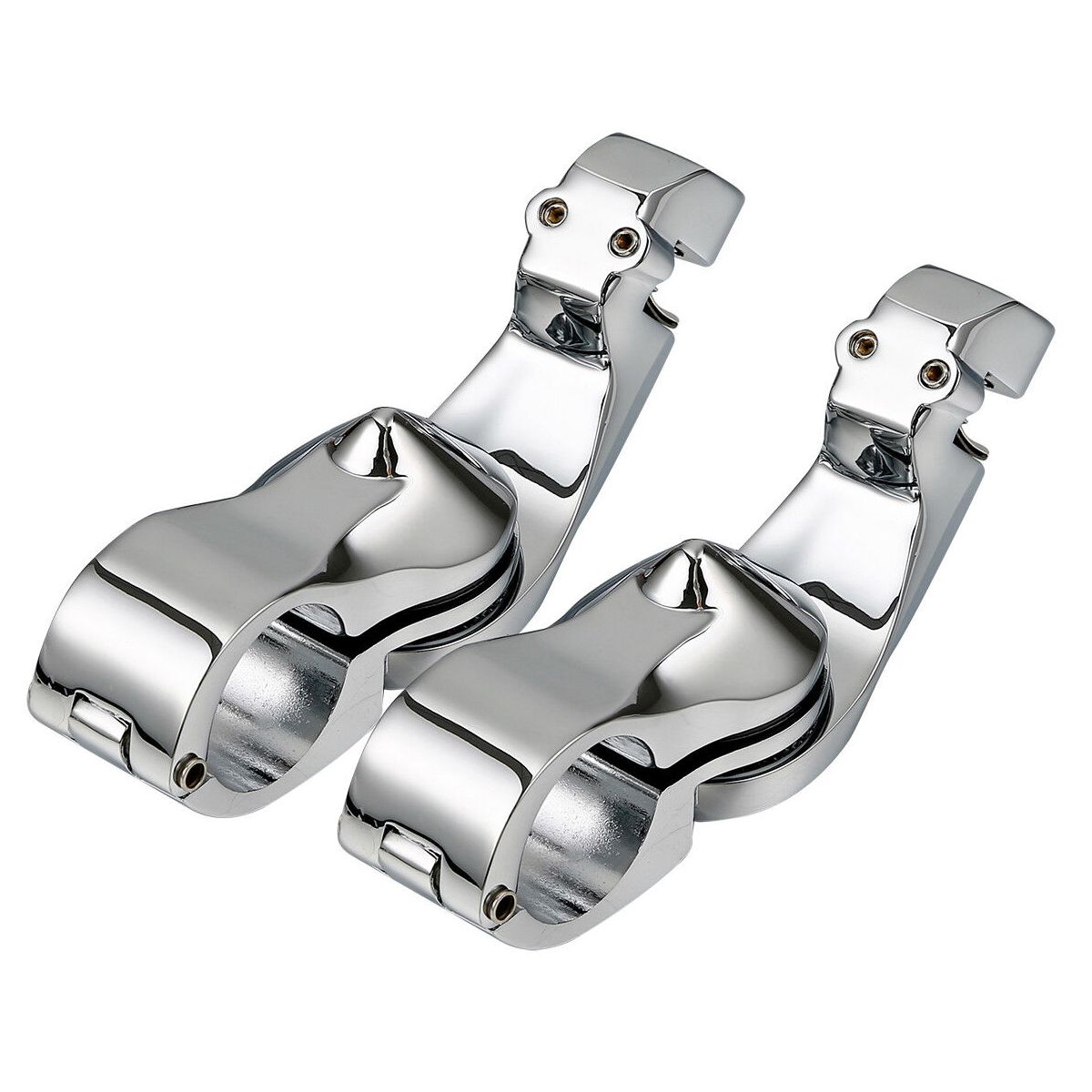 For 14-21 CVO 1 1/4" Chrome Adjustable Highway Short Angled Foot Pegs Mount Kit_voghion.com