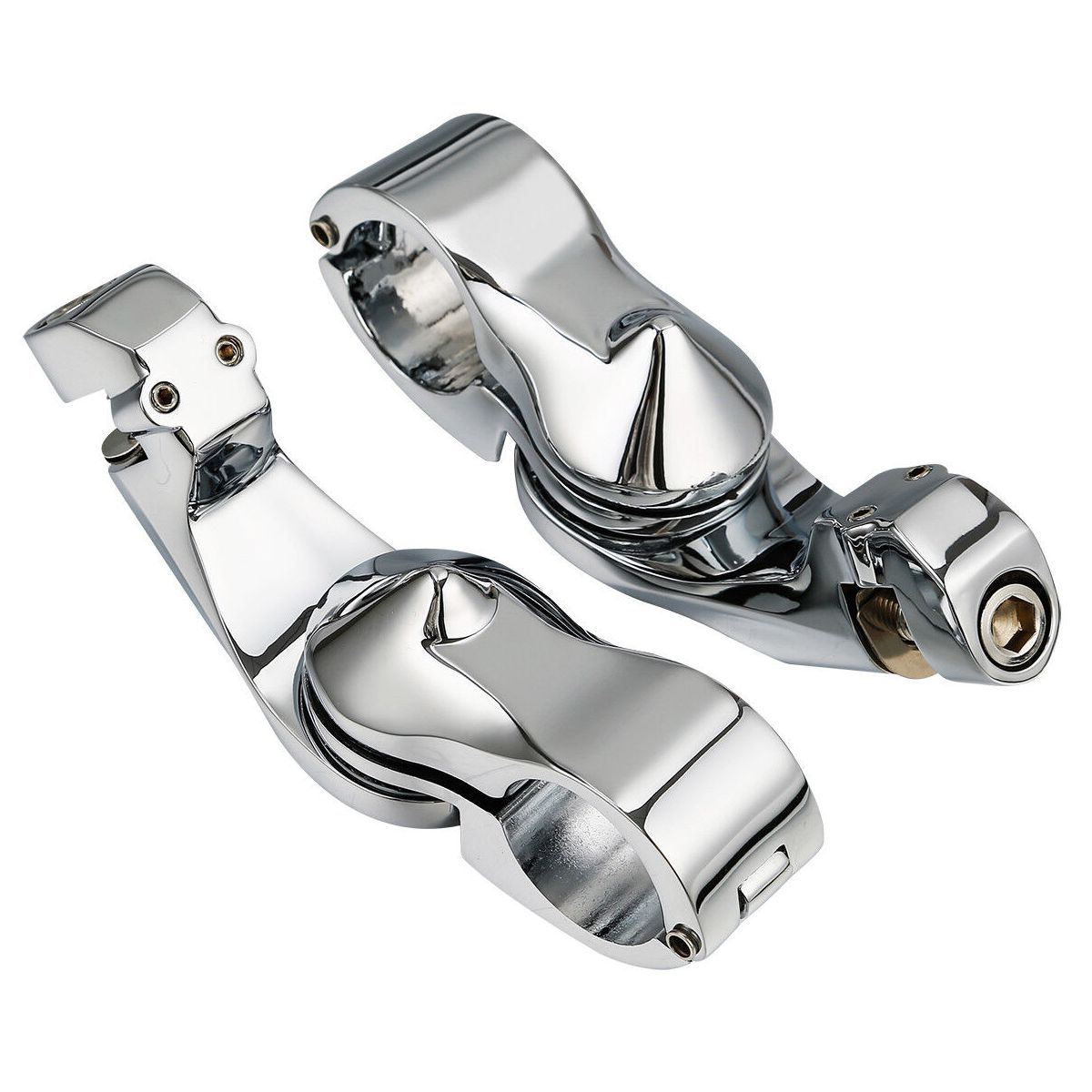 For 14-21 CVO 1 1/4" Chrome Adjustable Highway Short Angled Foot Pegs Mount Kit_voghion.com