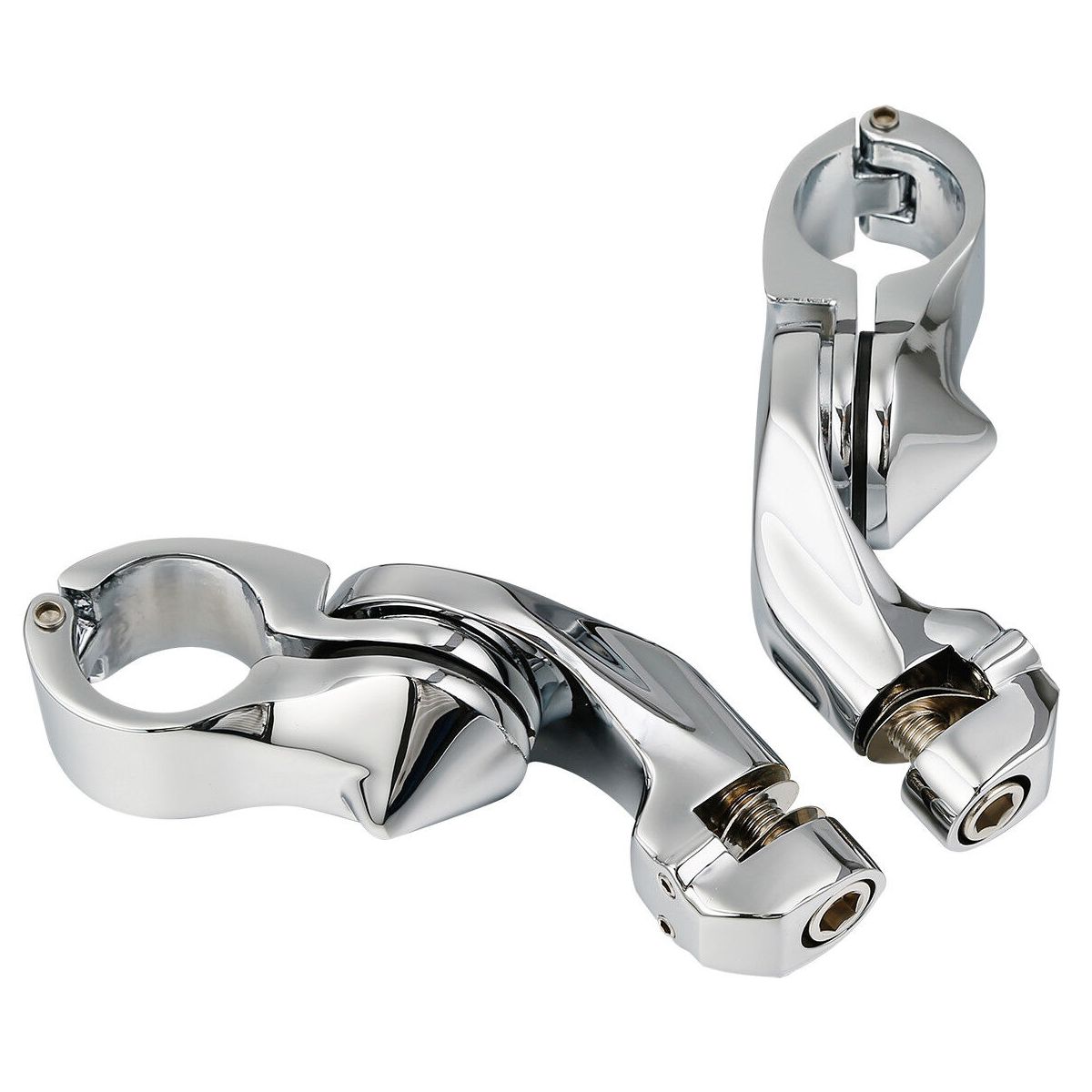 For 14-21 CVO 1 1/4" Chrome Adjustable Highway Short Angled Foot Pegs Mount Kit_voghion.com