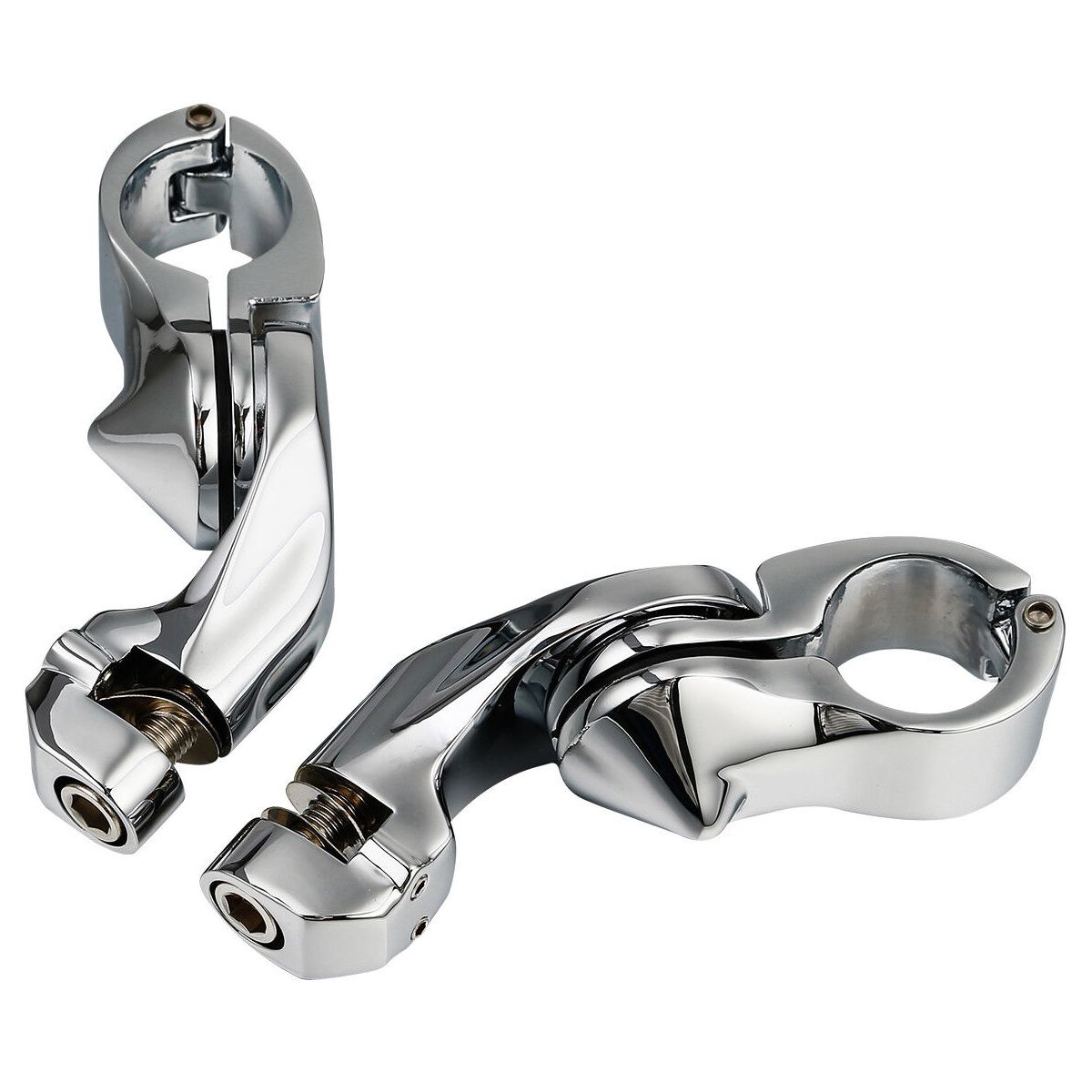 For 14-21 CVO 1 1/4" Chrome Adjustable Highway Short Angled Foot Pegs Mount Kit_voghion.com