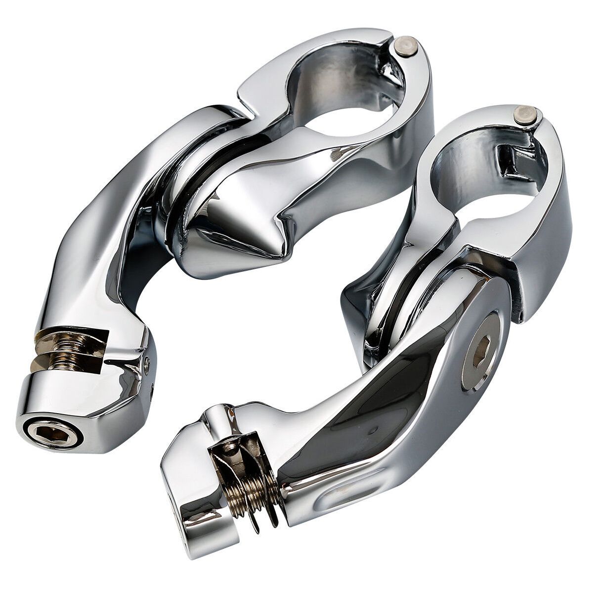 For 14-21 CVO 1 1/4" Chrome Adjustable Highway Short Angled Foot Pegs Mount Kit_voghion.com