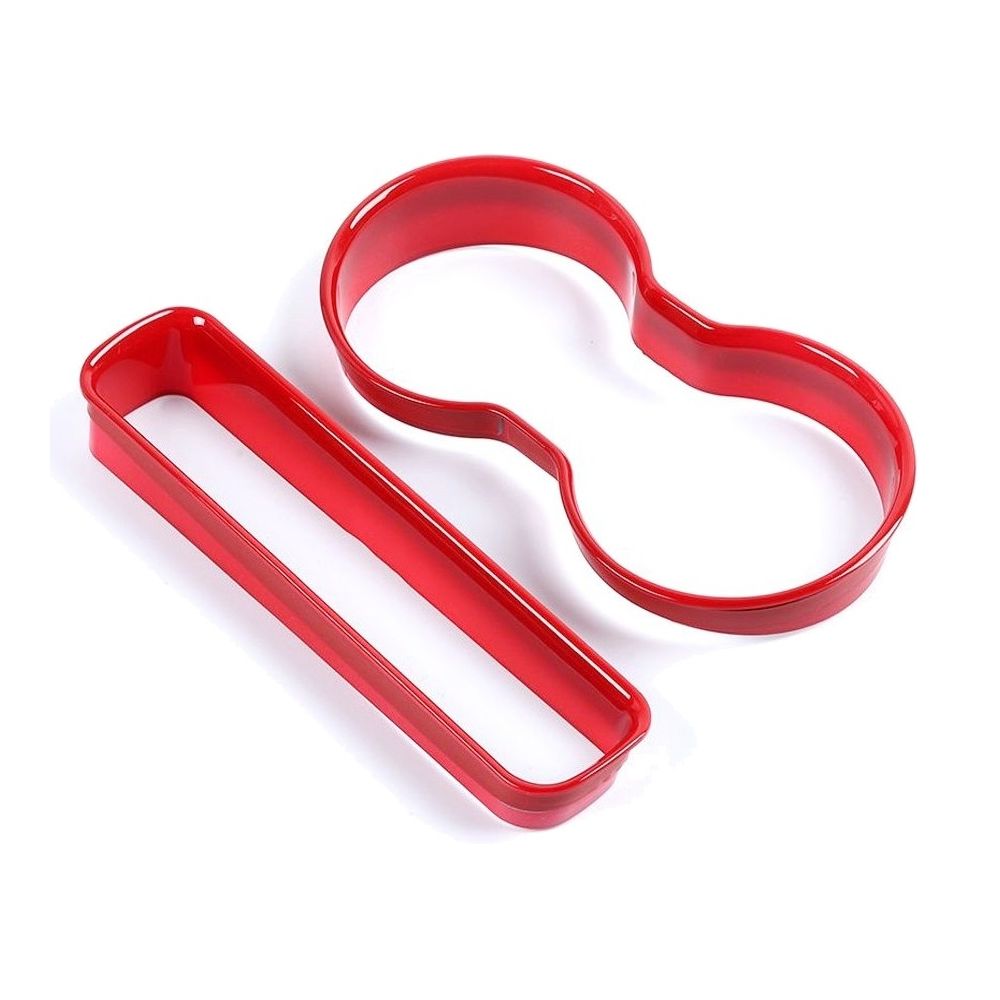 Red Front Water Cup Holder Trim Cover Bezel 2PCS_voghion.com