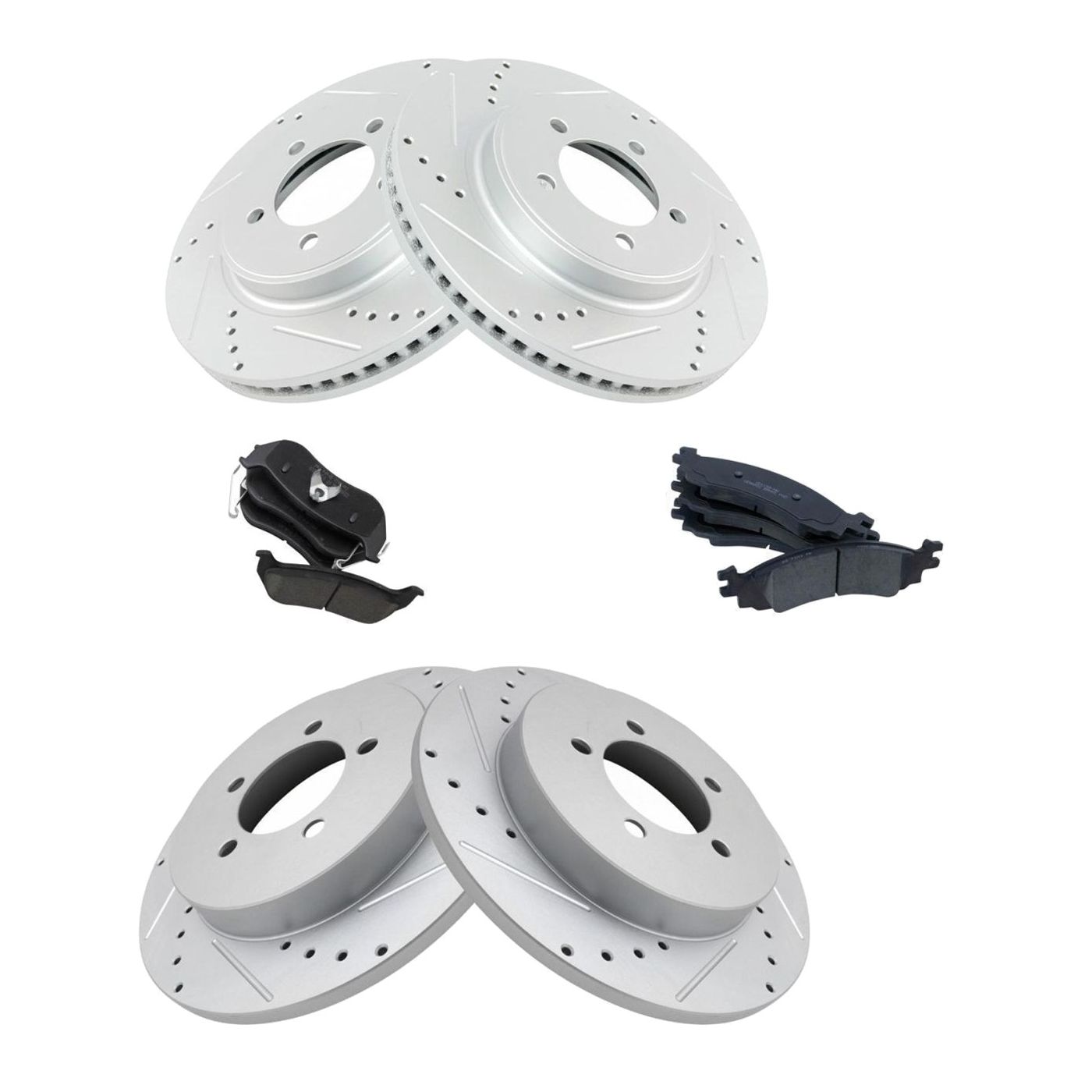 Front & Rear Performance Drilled Slotted Rotor & Ceramic Brake Pad Kit_voghion.com