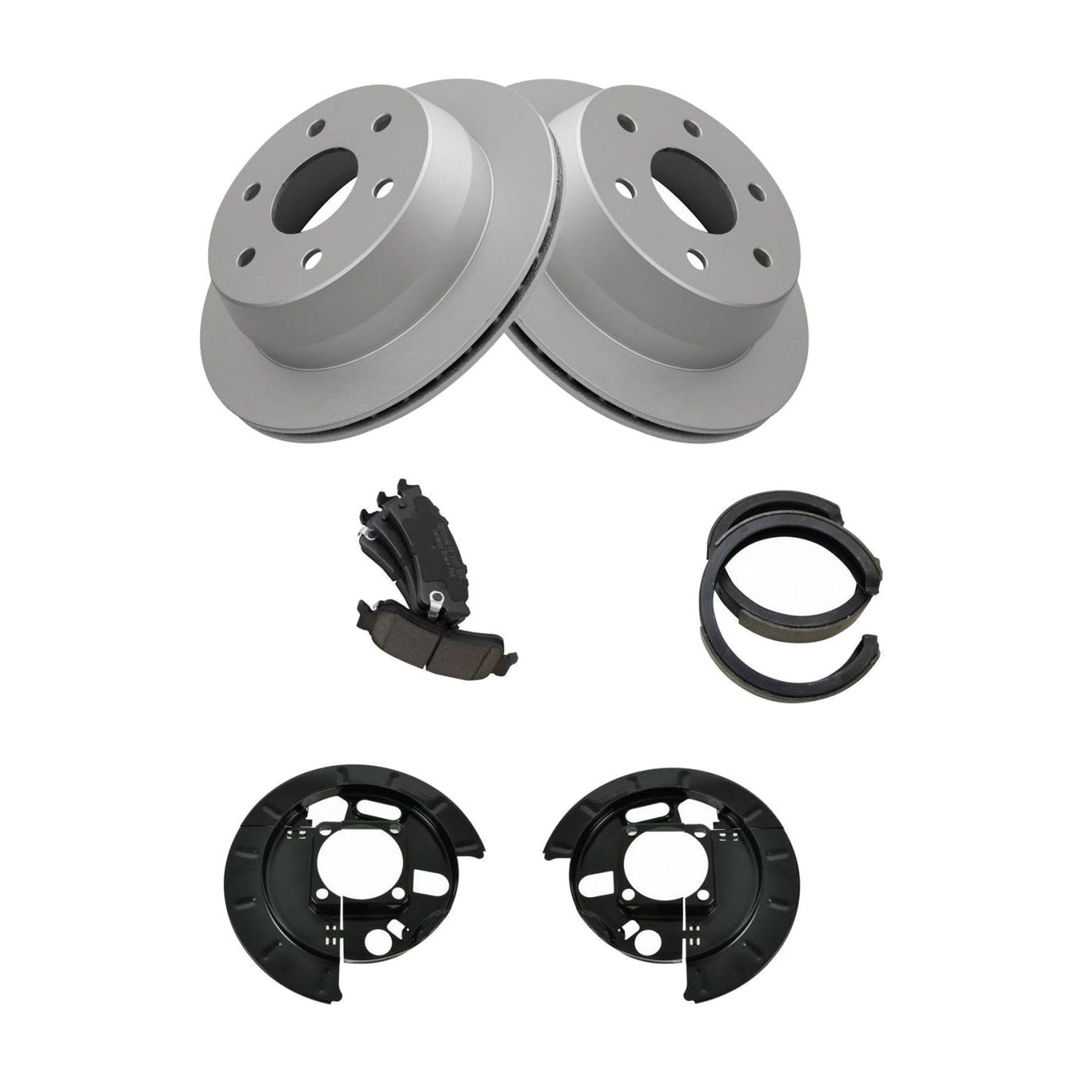 Rear Ceramic Brake Pad Coated Rotor Parking Shoe & Backing Plates Kit For GM_voghion.com