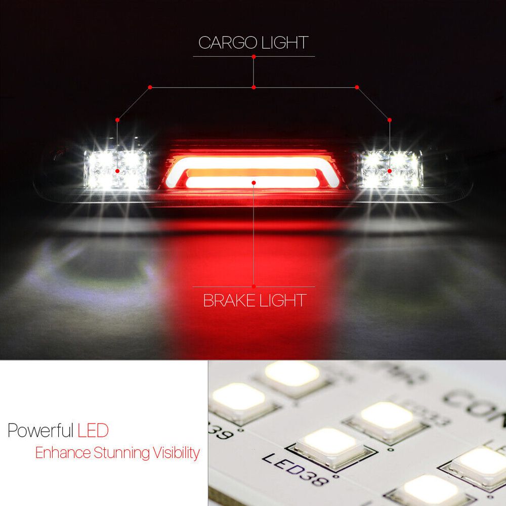 Fits 2004-2010 F150/Explorer Chrome/Clear{3D LED BAR}Third 3rd Brake+ Light_voghion.com