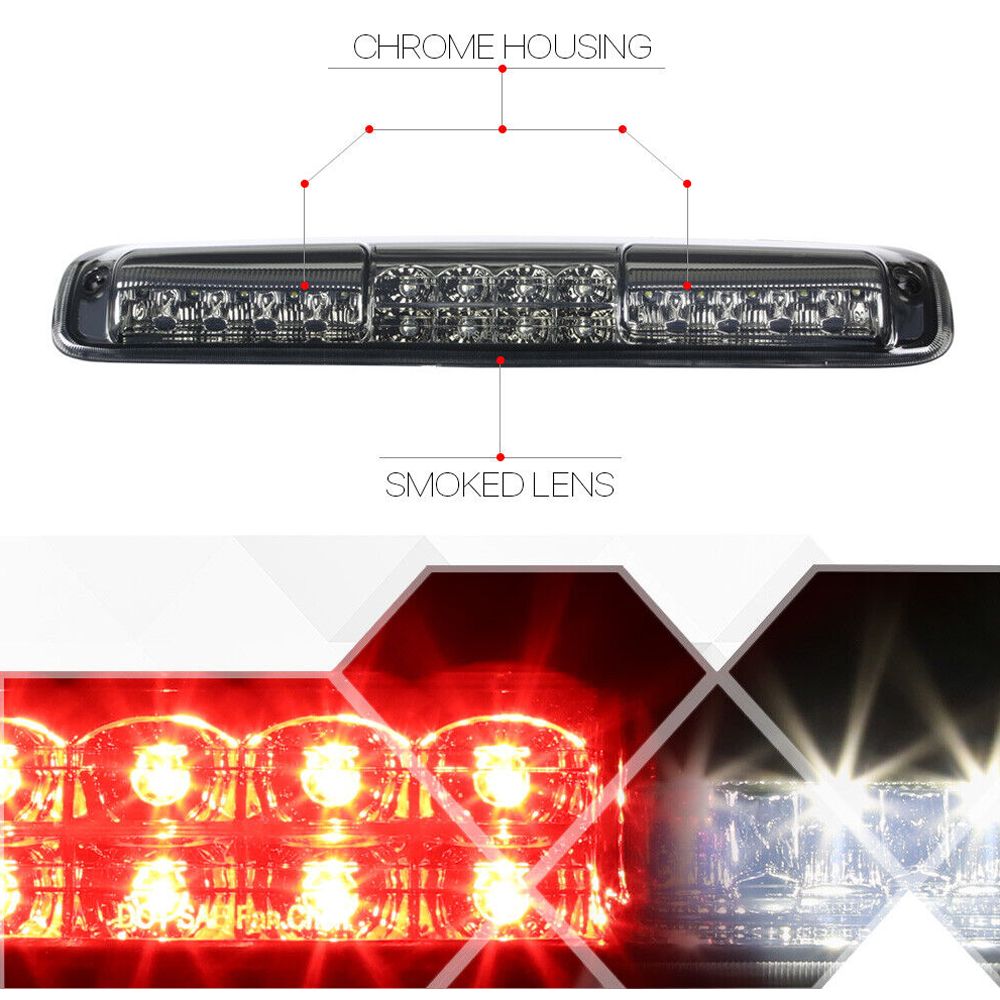 Fits 1999-2007 Silverado/Sierra [Chrome/Smoke] LED Third 3rd Brake+ Light_voghion.com