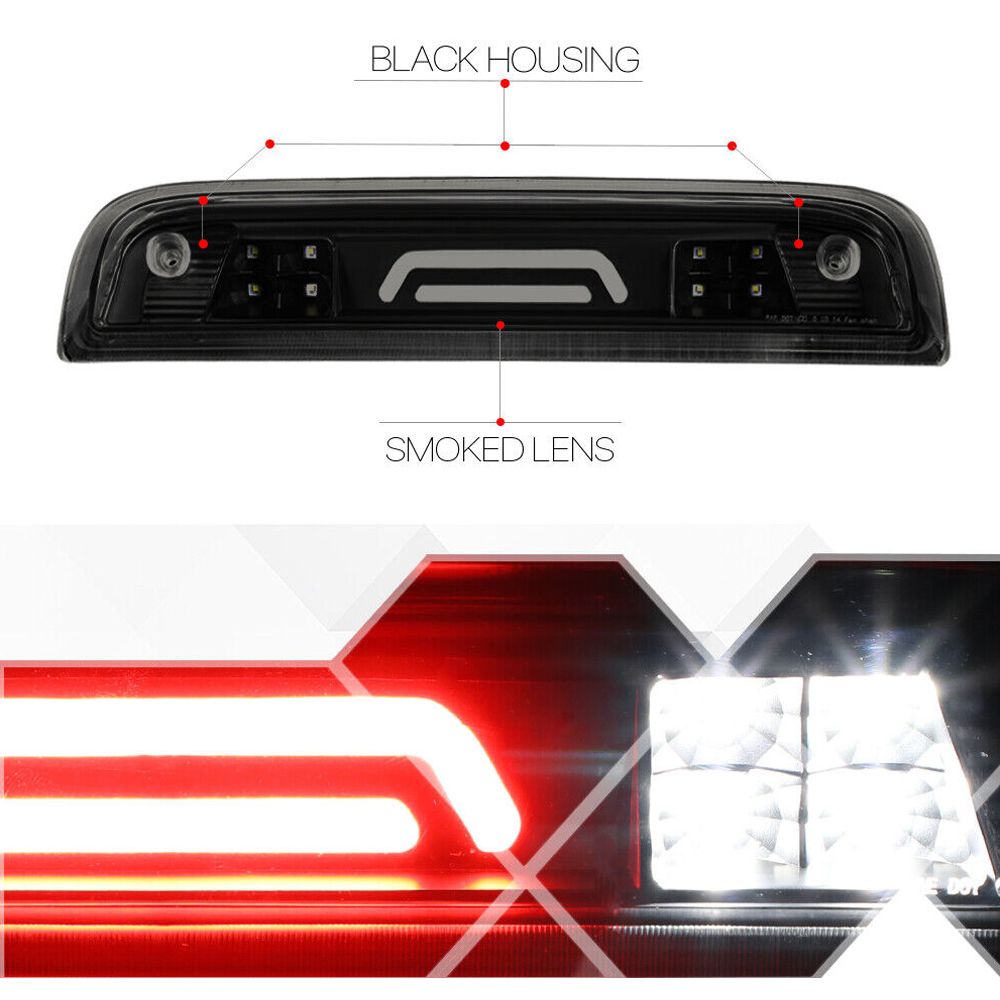 Fits 2014-2020 Silverado/Sierra Black/Smoke{LED BAR}Third 3rd Brake+ Light_voghion.com
