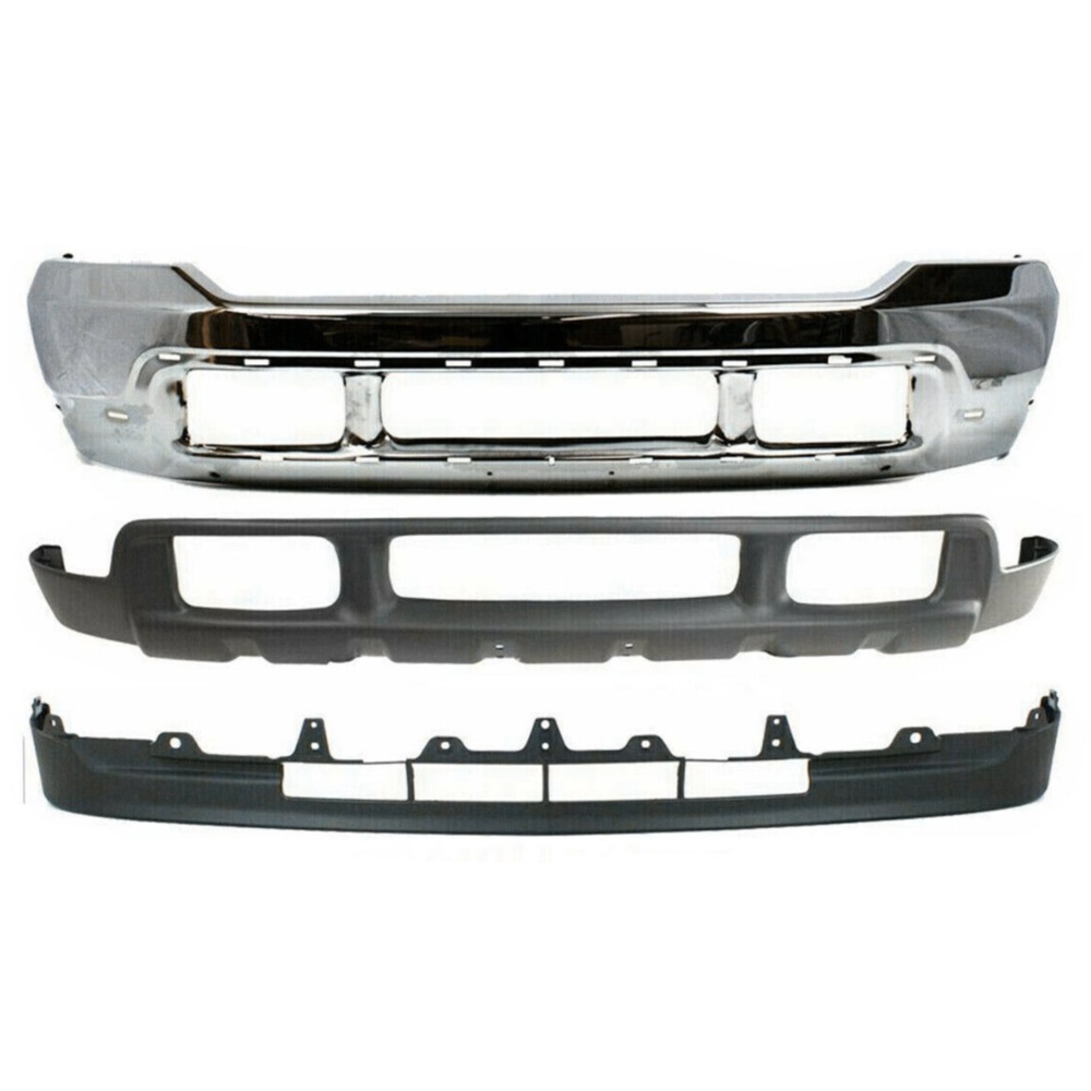 Front Bumper Chrome Steel + Valance Cover For Ford Super Duty_voghion.com