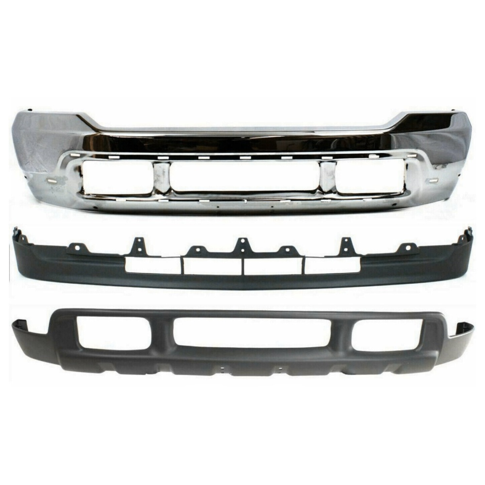 Front Bumper Chrome Steel + Valance Cover For Ford Super Duty_voghion.com