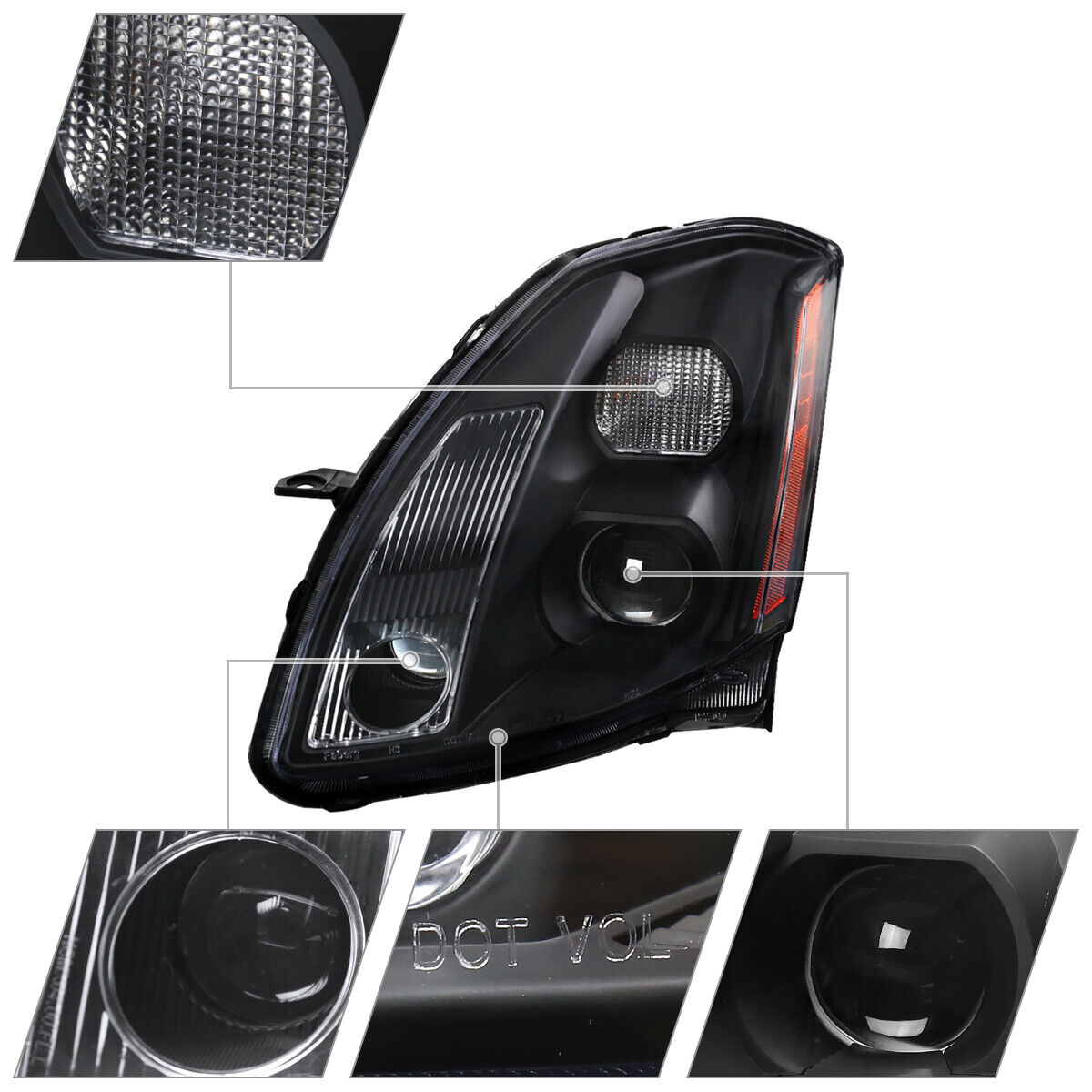 Black Projector Headlights Maxima Headlamp Left+Right_voghion.com