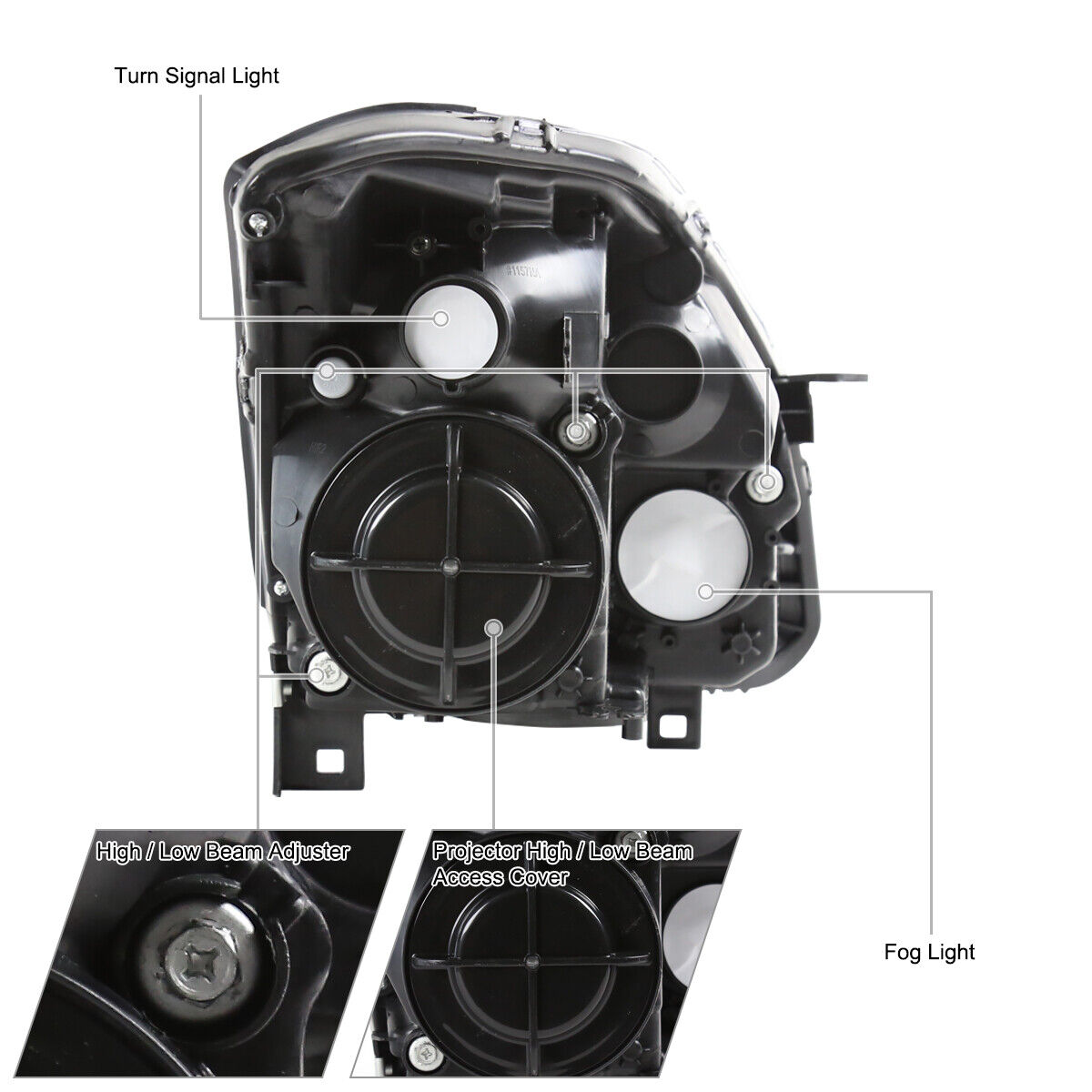 Black Projector Headlights Maxima Headlamp Left+Right_voghion.com