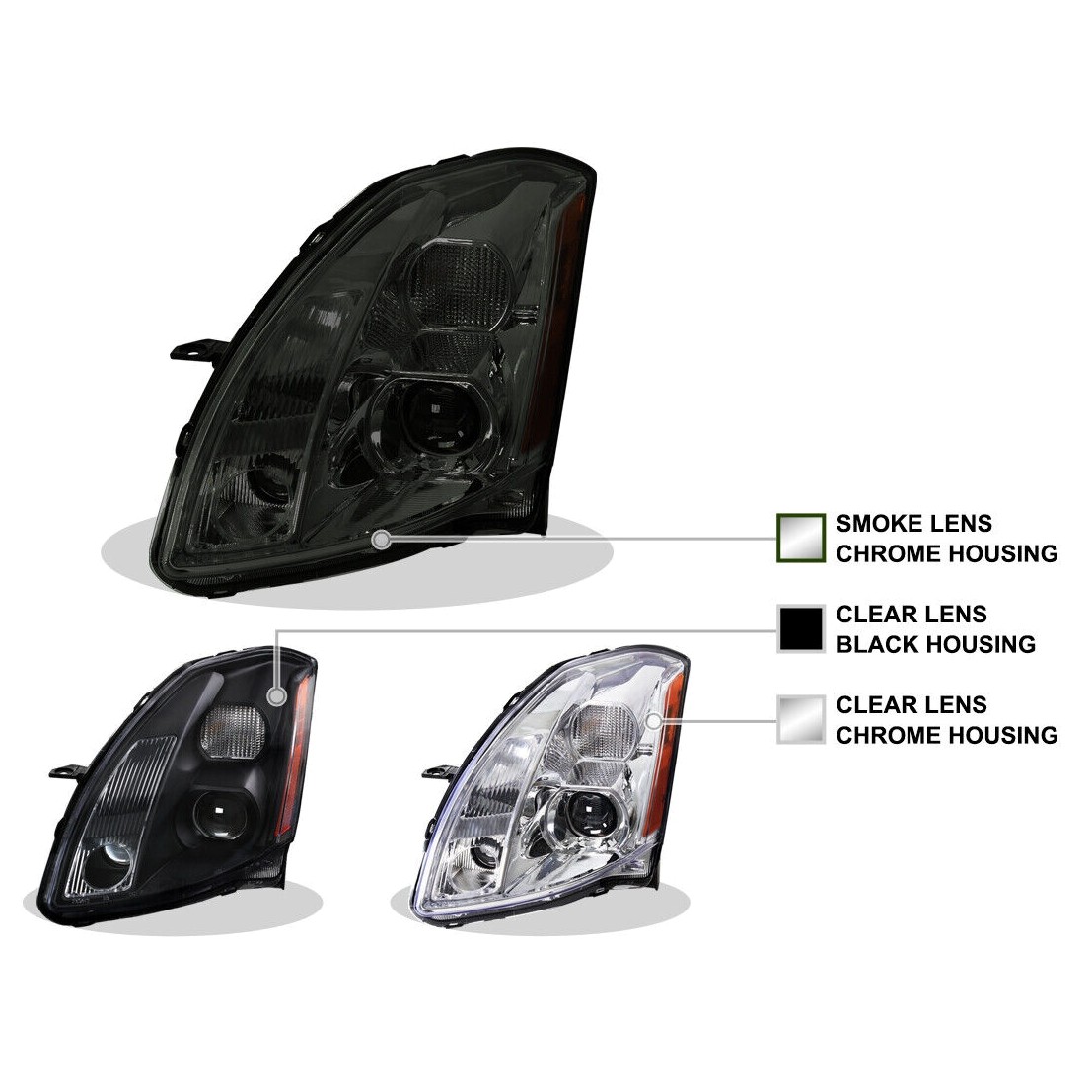 Black Projector Headlights Maxima Headlamp Left+Right_voghion.com