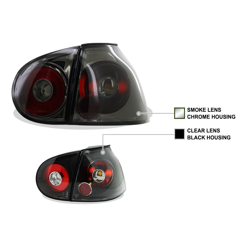 Black Tail Lights MK5 Brake Lamps Left+Right_voghion.com