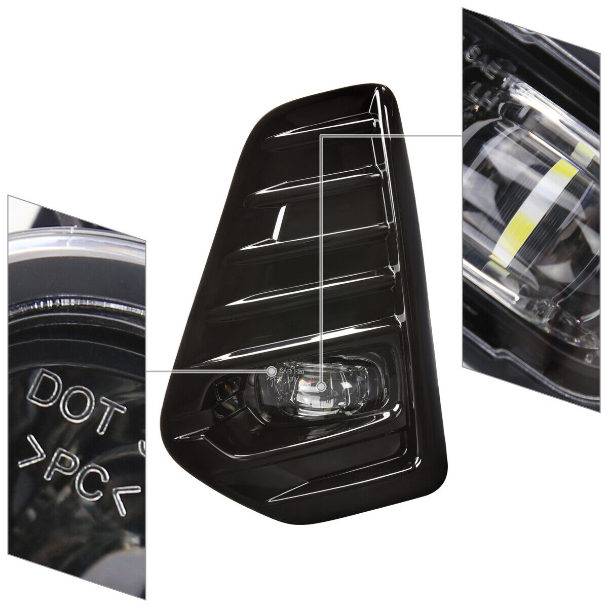 Fog Lights Kicks Clear Projector LED Lamps+Bezel+Switch_voghion.com