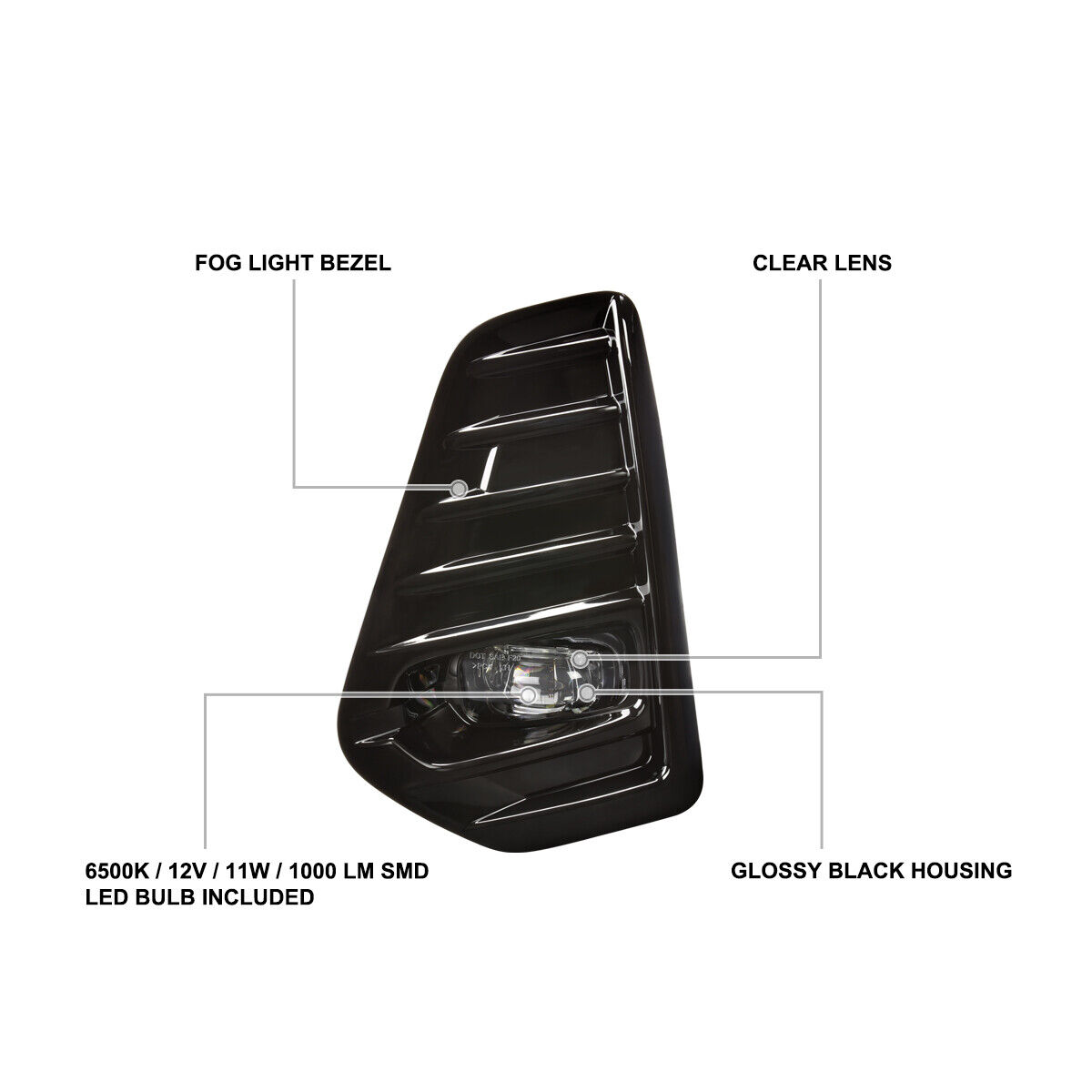 Fog Lights Kicks Clear Projector LED Lamps+Bezel+Switch_voghion.com