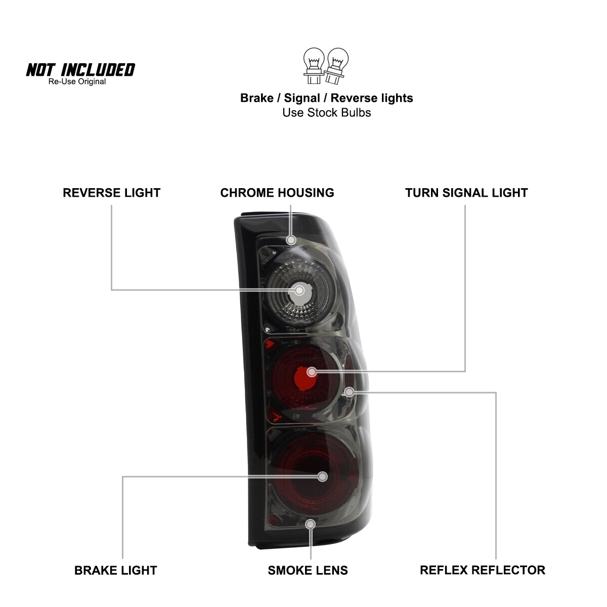 Smoke Tail Lights Rear Brake Lamp Left+Right_voghion.com