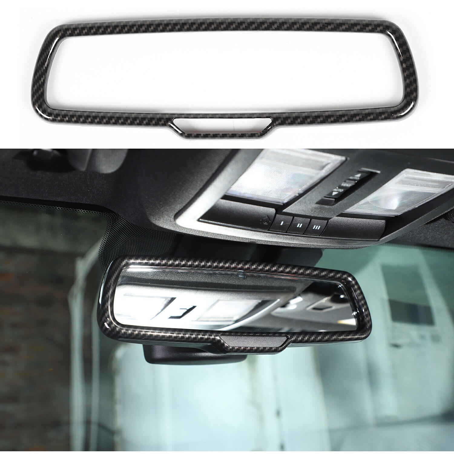 Carbon Fiber Inner Rear View Mirror Frame Decor Trim_voghion.com