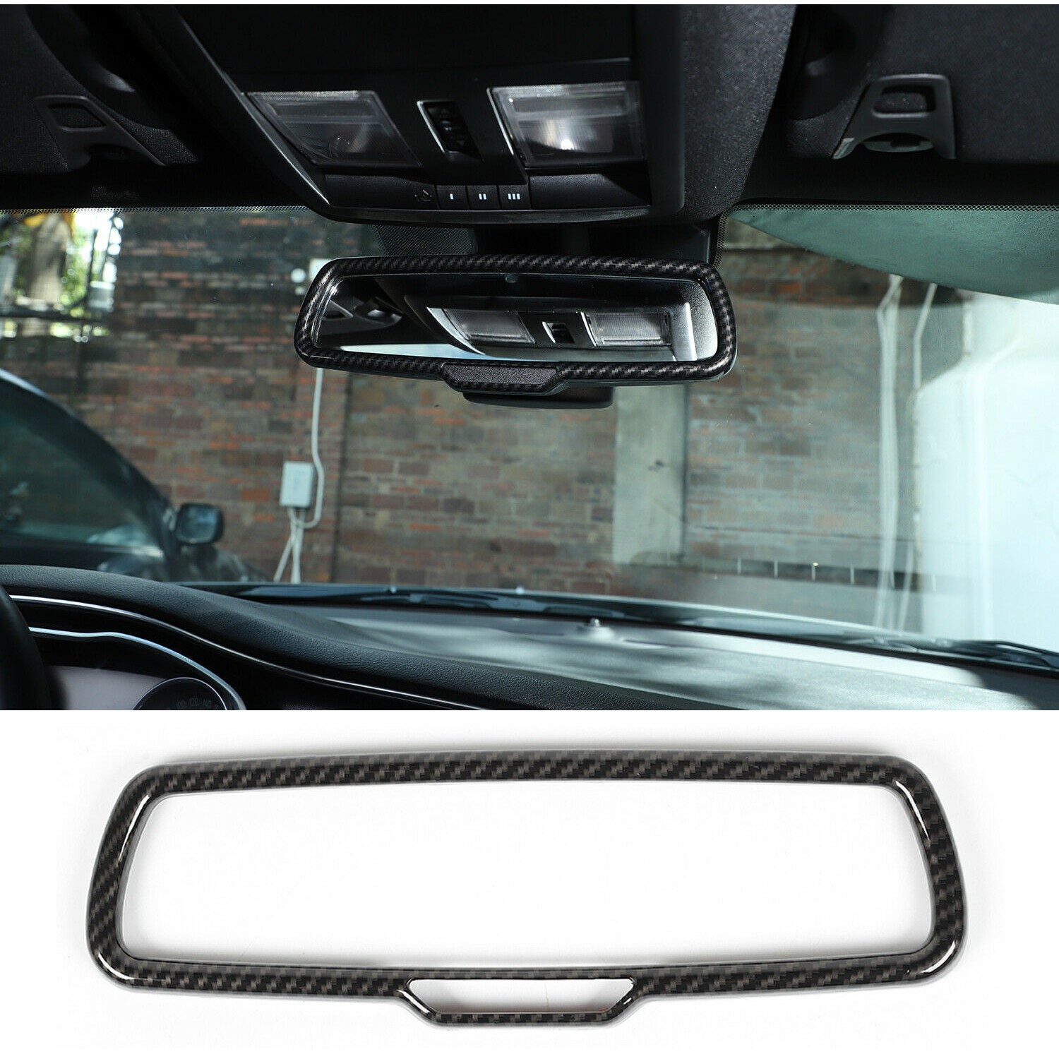 Carbon Fiber Inner Rear View Mirror Frame Decor Trim_voghion.com