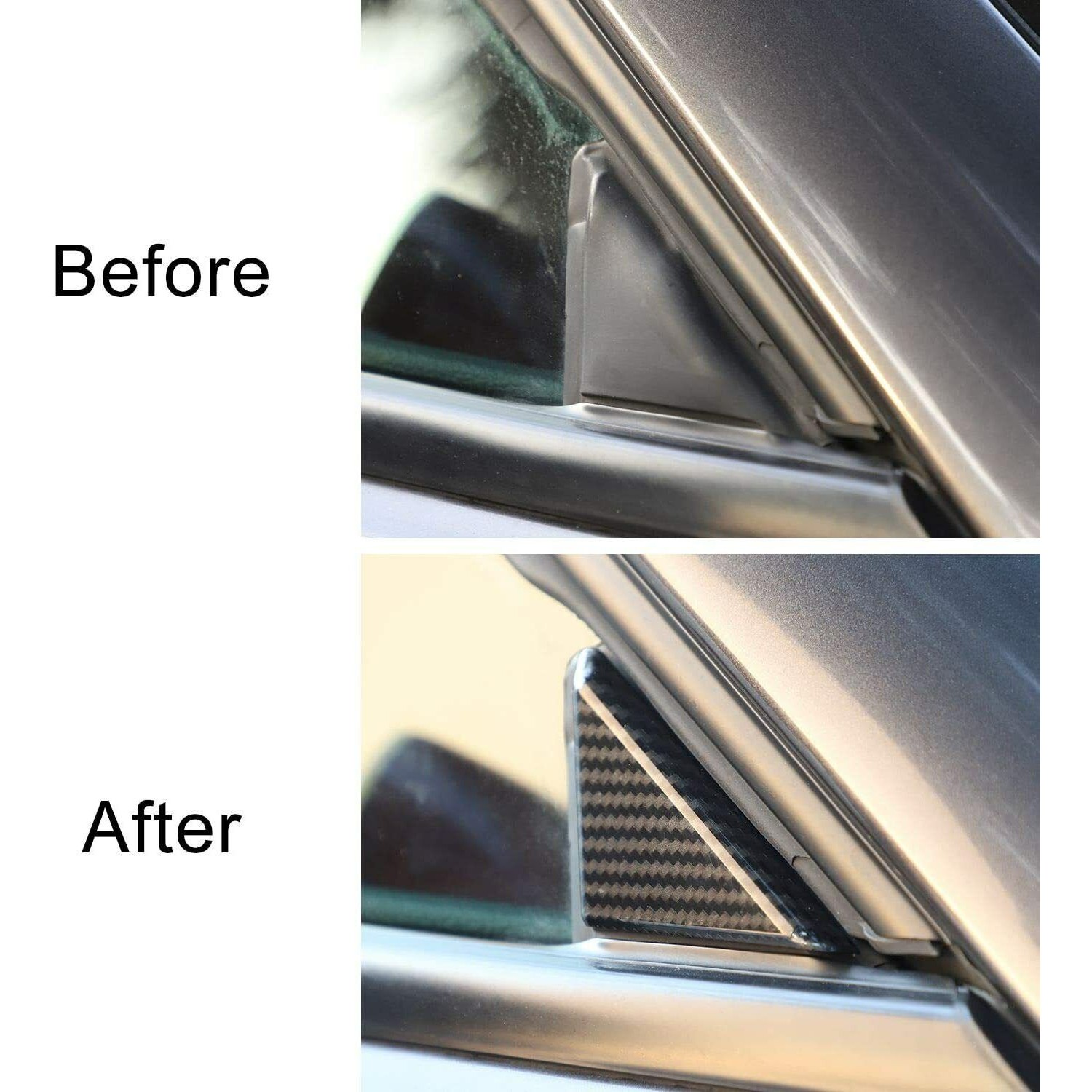 Carbon Fiber Window Front A-Pillar Triangle Trim_voghion.com