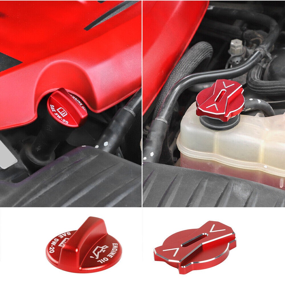Radiator Cap& Engine Oil Gas Cap Cover Trim 09+_voghion.com