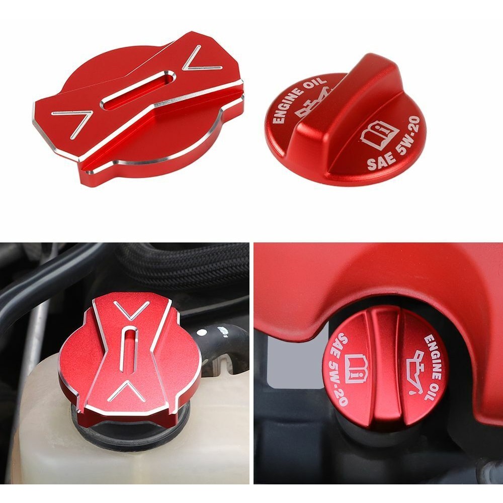 Radiator Cap& Engine Oil Gas Cap Cover Trim 09+_voghion.com