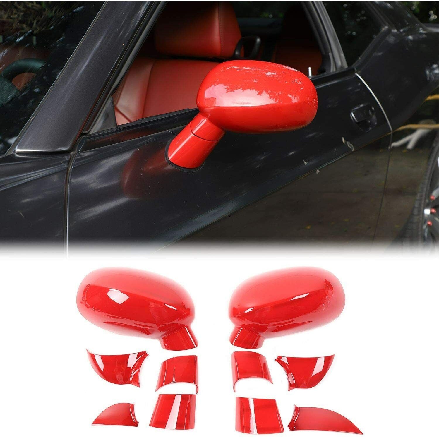 Side Mirror Cover Decals Rearview Mirrors Trim Sticker 09+_voghion.com