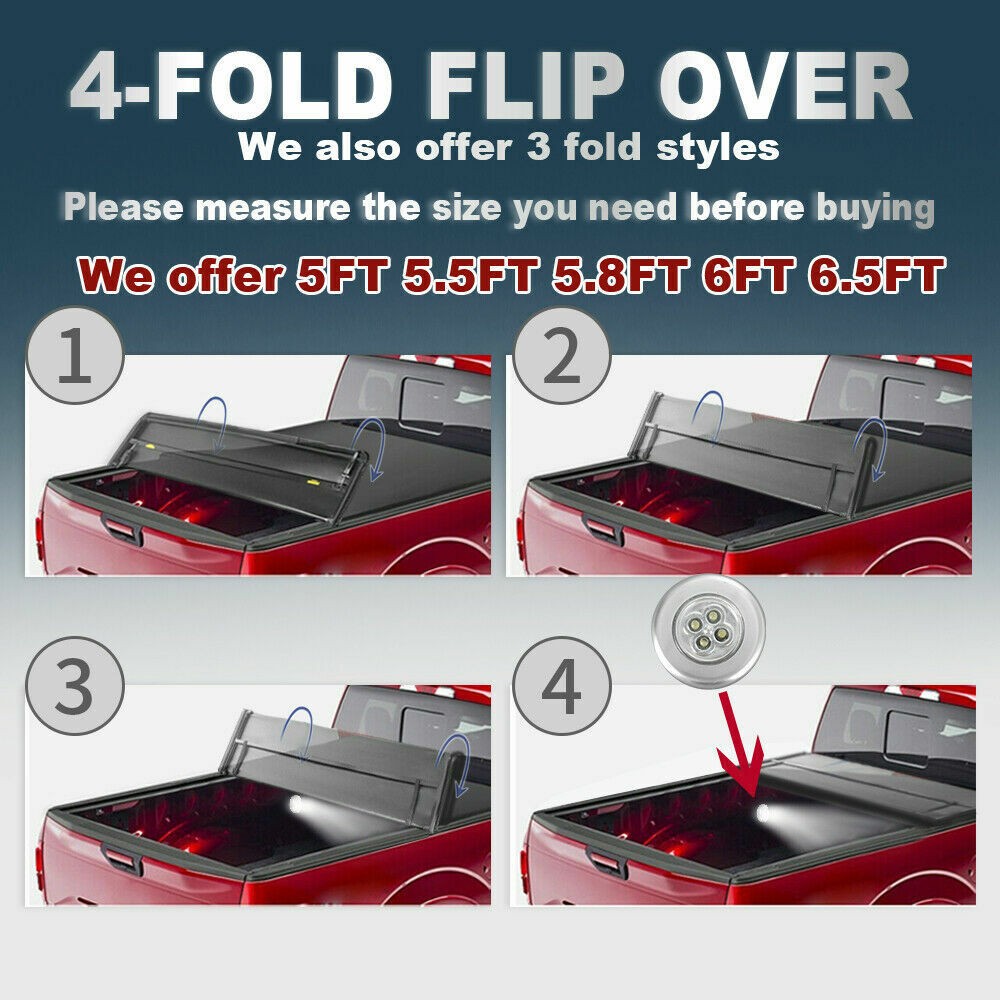 4 Fold 6.5FT Tonneau Cover /2500HD+LED_voghion.com